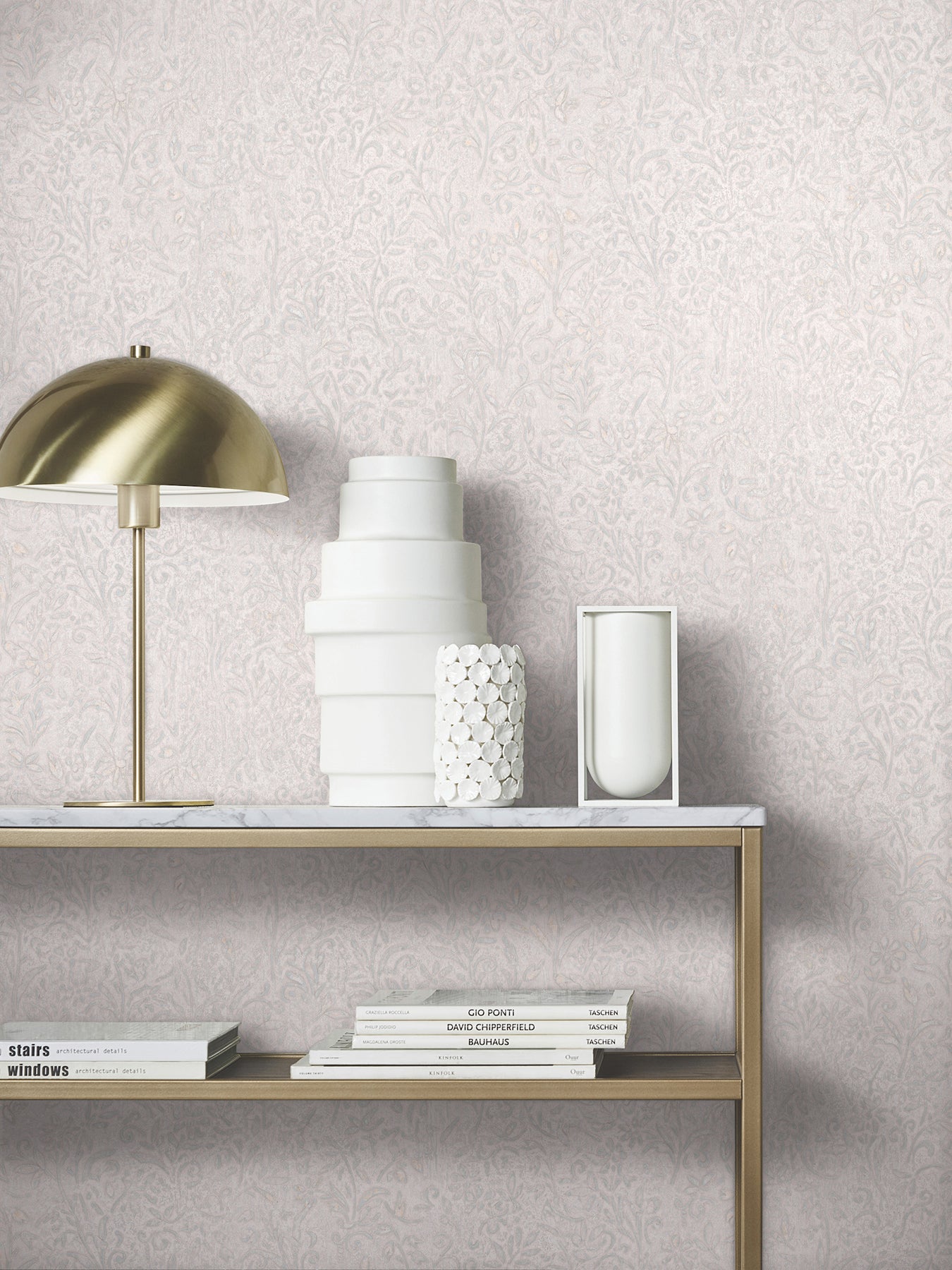 Sculpted Floral wallpaper in aqua color - pattern number MA35529 - by Antonina Vella in the Opulent Accents collection