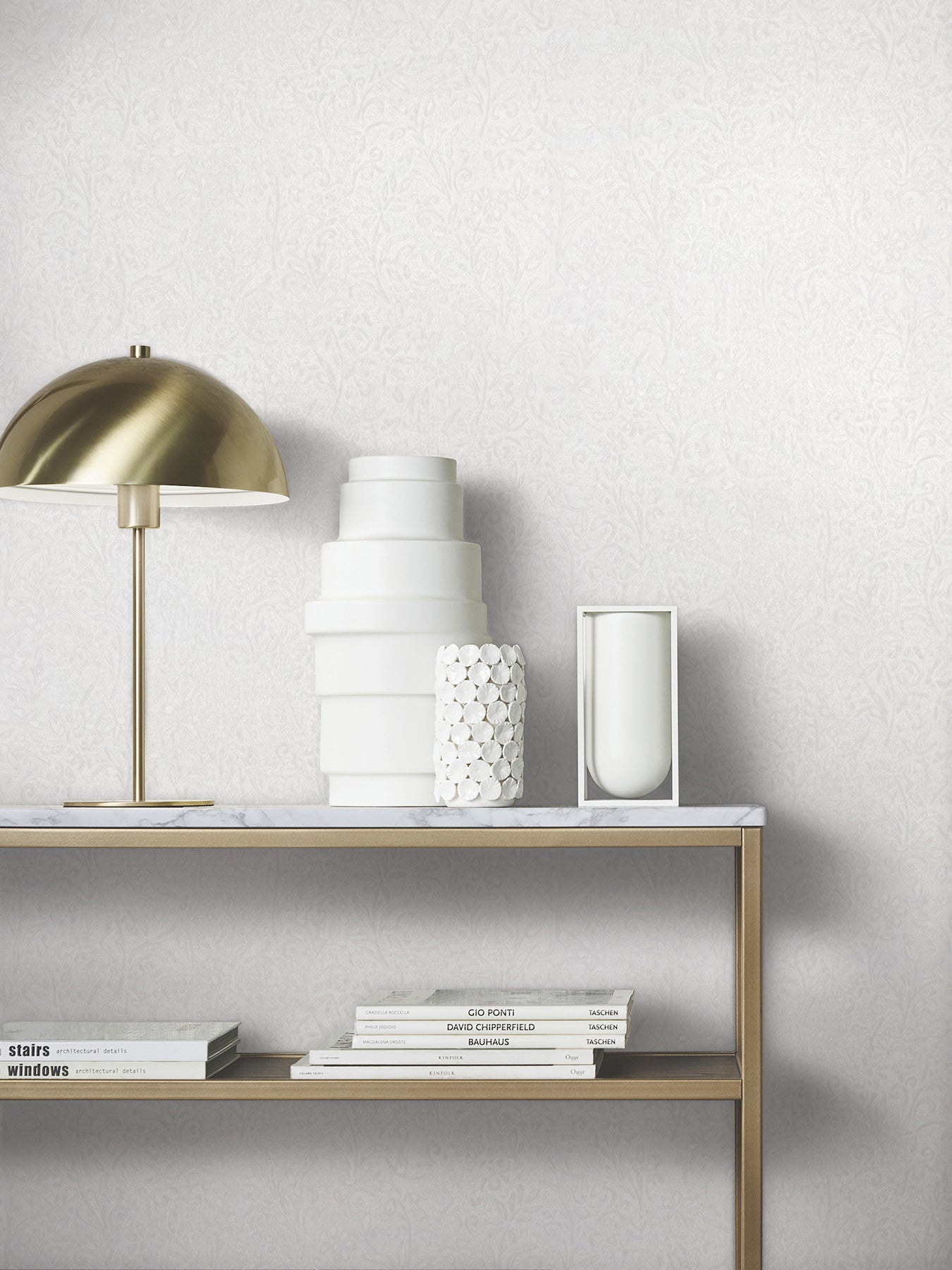 Sculpted Floral wallpaper in pearl color - pattern number MA35530 - by Antonina Vella in the Opulent Accents collection
