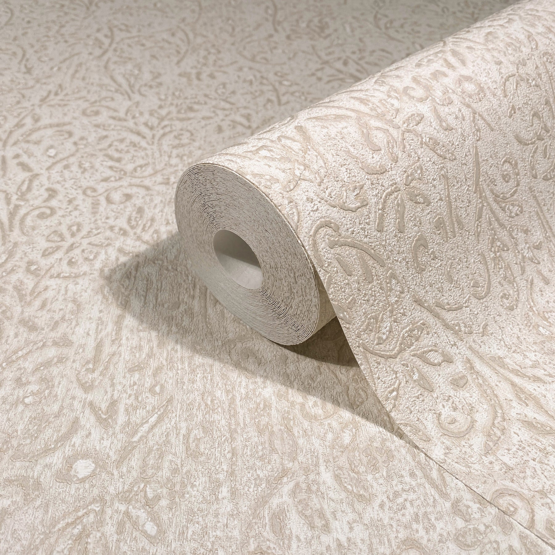 Sculpted Floral wallpaper in beige color - pattern number MA35531 - by Antonina Vella in the Opulent Accents collection