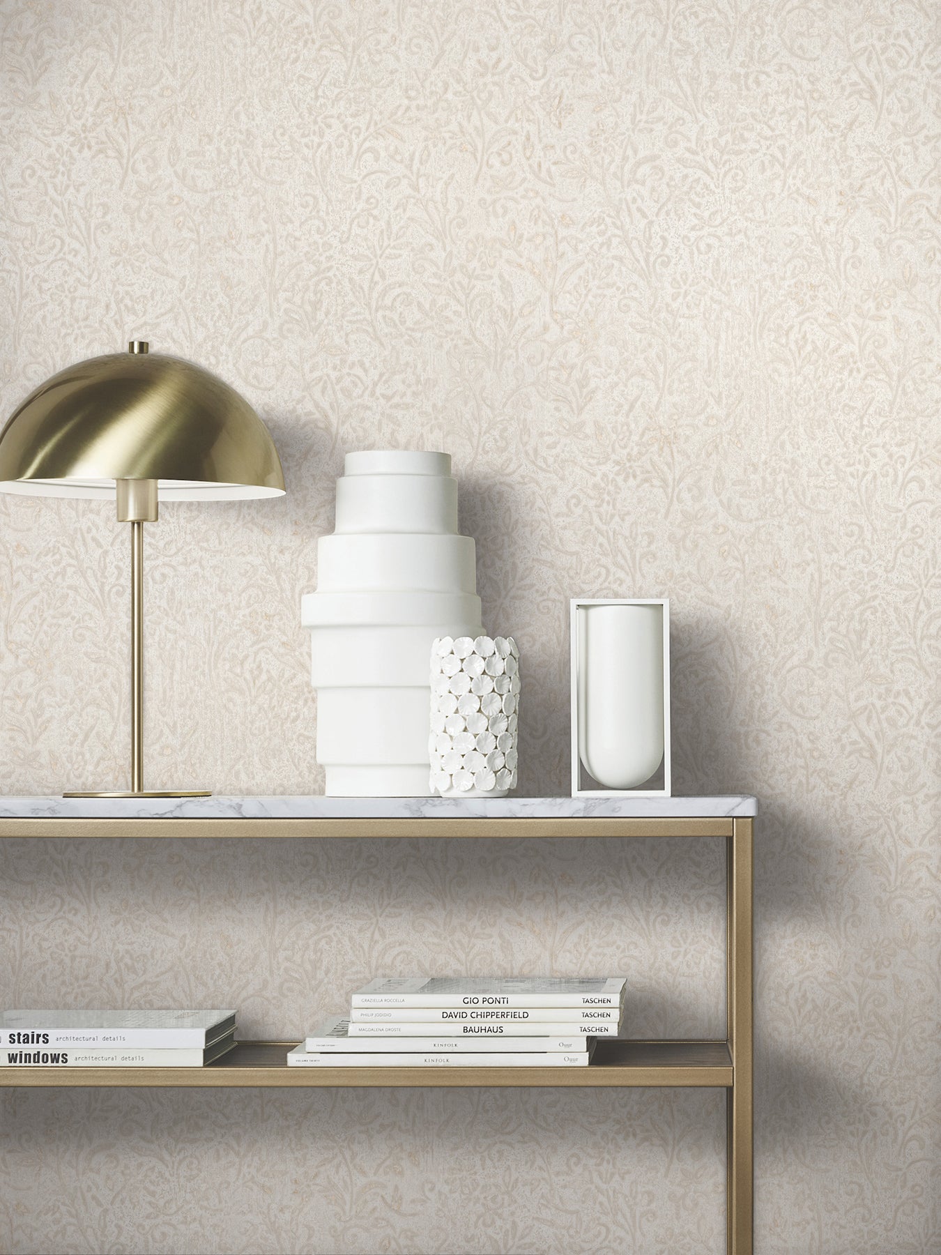 Sculpted Floral wallpaper in beige color - pattern number MA35531 - by Antonina Vella in the Opulent Accents collection
