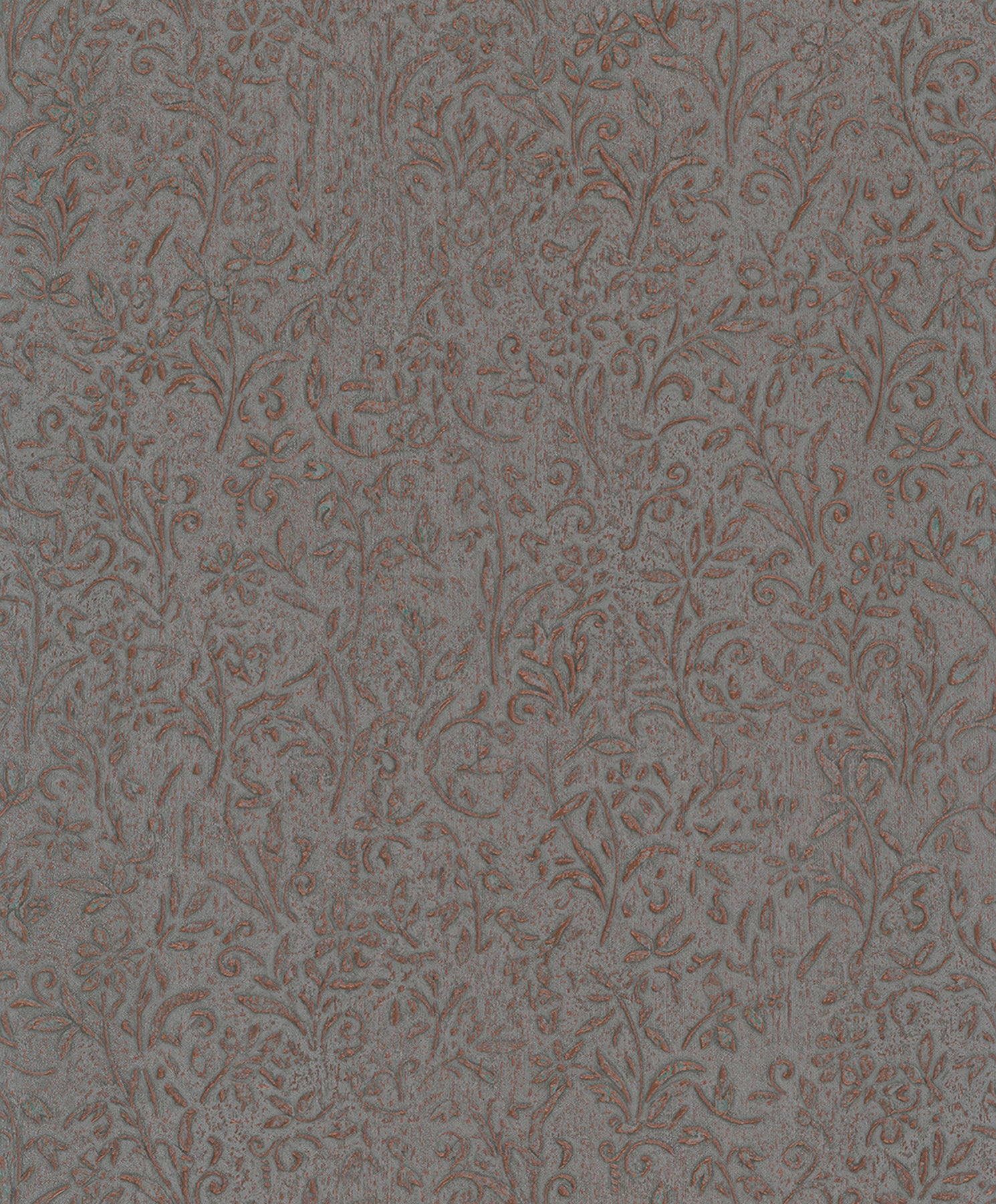 Sculpted Floral wallpaper in copper color - pattern number MA35534 - by Antonina Vella in the Opulent Accents collection
