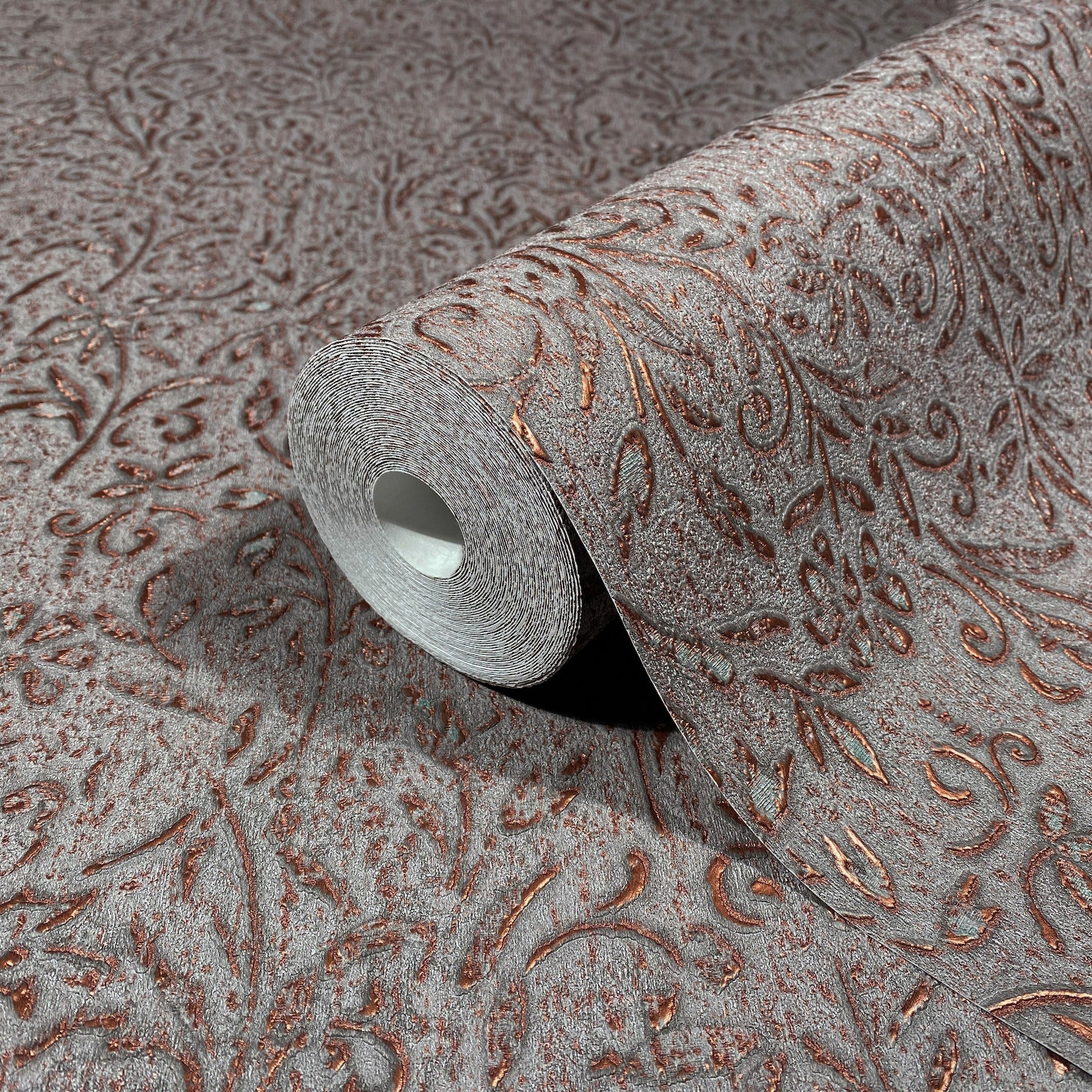 Sculpted Floral wallpaper in copper color - pattern number MA35534 - by Antonina Vella in the Opulent Accents collection