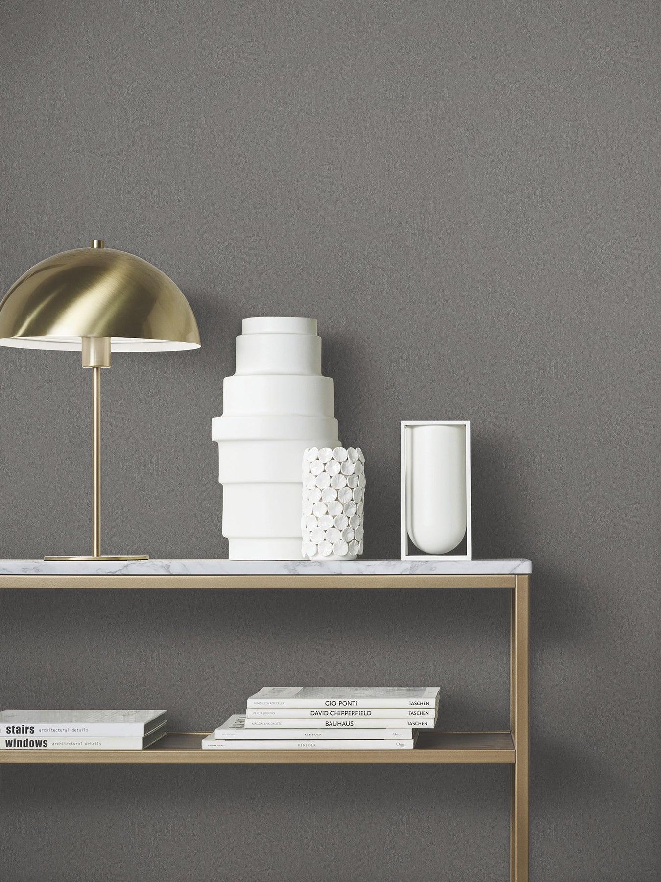 Jemma wallpaper in dark grey color - pattern number MA35541 - by Antonina Vella in the Opulent Accents collection
