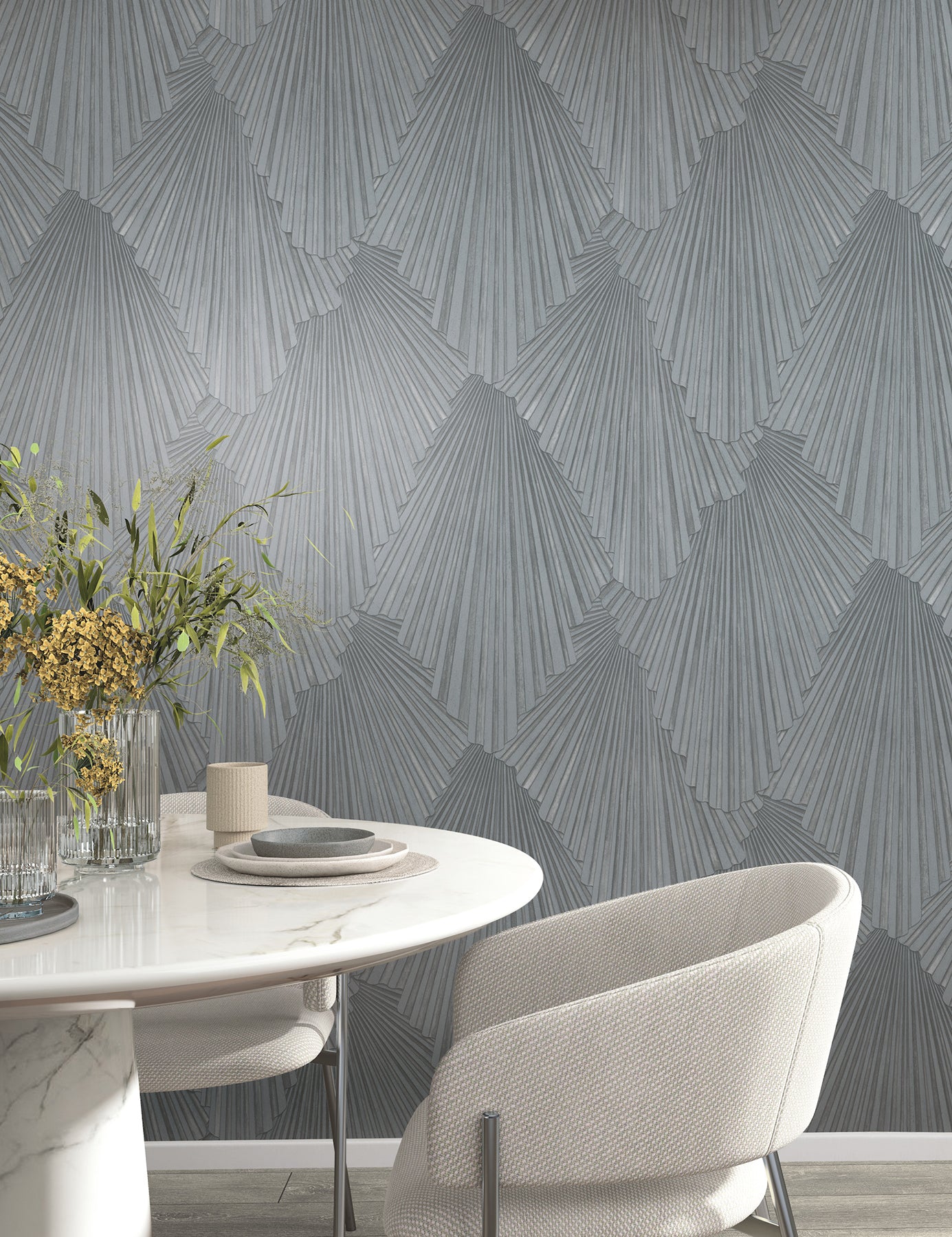 Lumiere wallpaper in pewter color - pattern number MA35849 - by Antonina Vella in the Opulent Accents collection