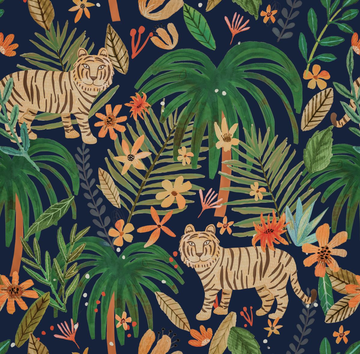 Jungle Jumboree Peel and Stick Wallpaper in Navy color - pattern number MIAPS4-02 - by Veer Decor in the Mia Charros Peel and Stick Collection collection