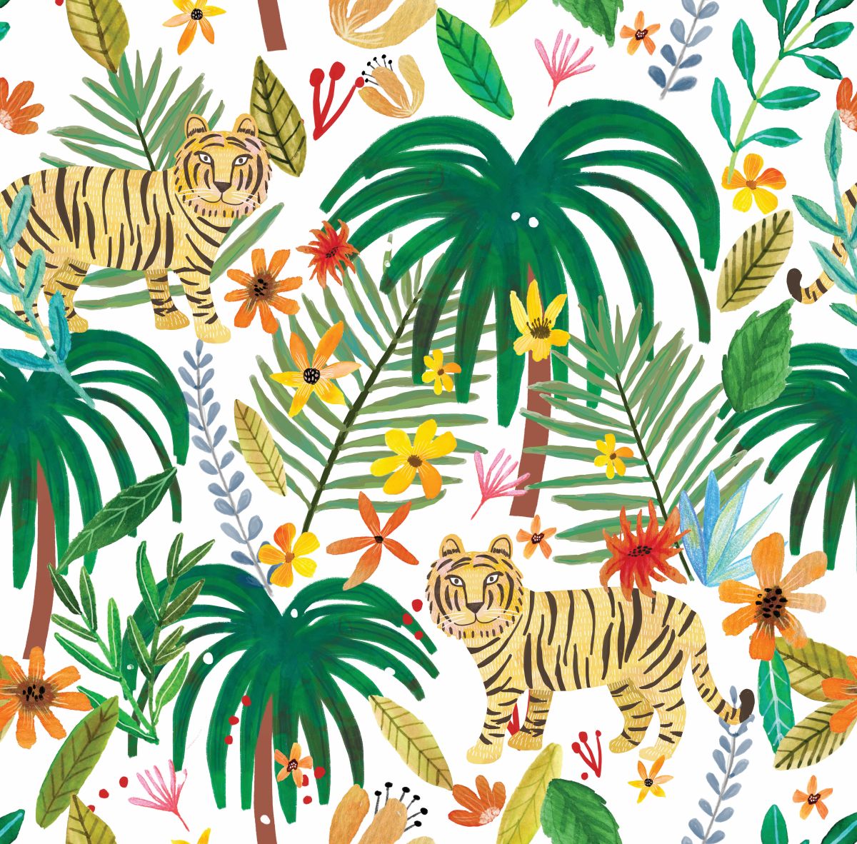 Jungle Jumboree Peel and Stick Wallpaper in White color - pattern number MIAPS4-03 - by Veer Decor in the Mia Charros Peel and Stick Collection collection