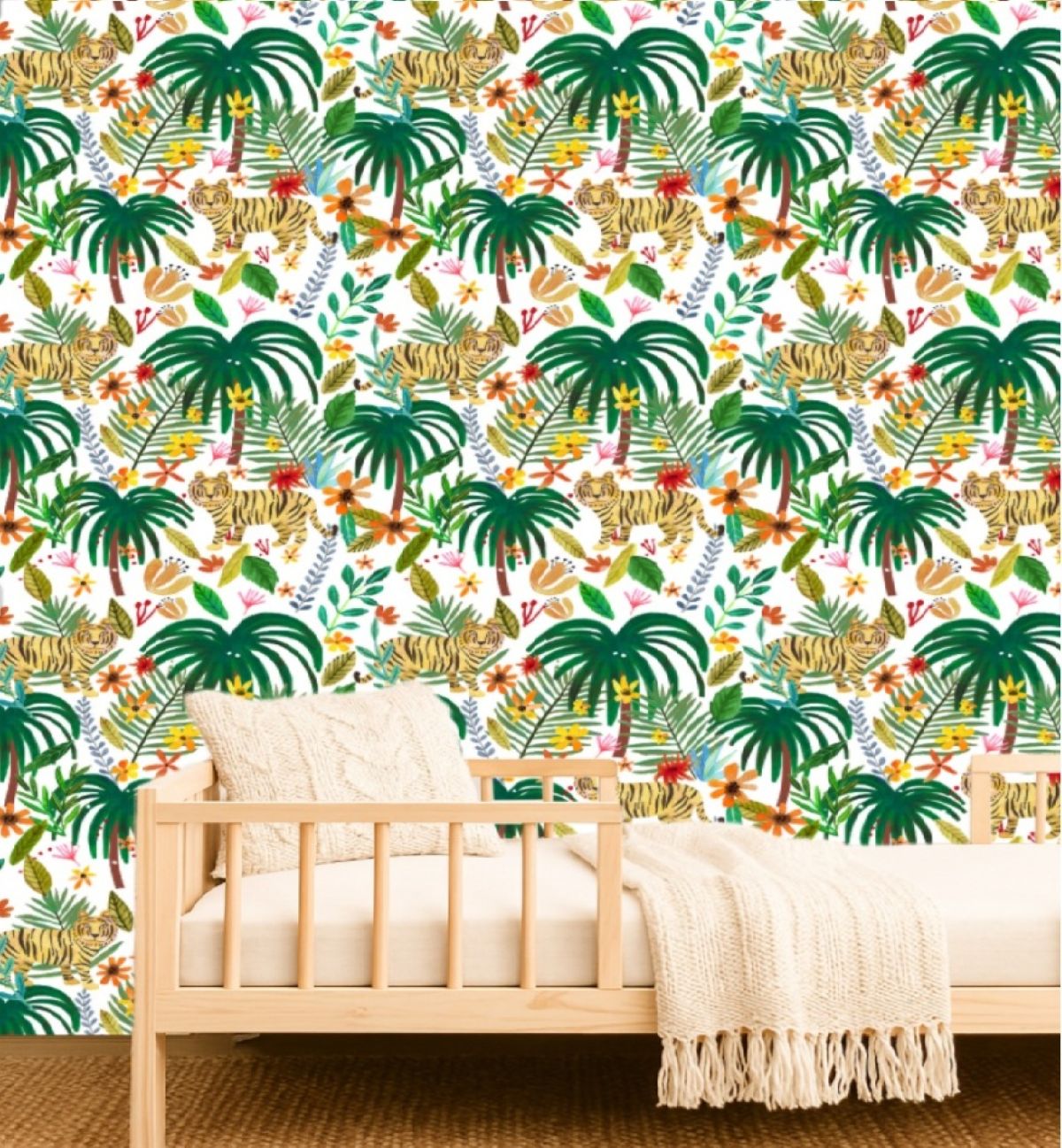 Jungle Jumboree Peel and Stick Wallpaper in White color - pattern number MIAPS4-03 - by Veer Decor in the Mia Charros Peel and Stick Collection collection