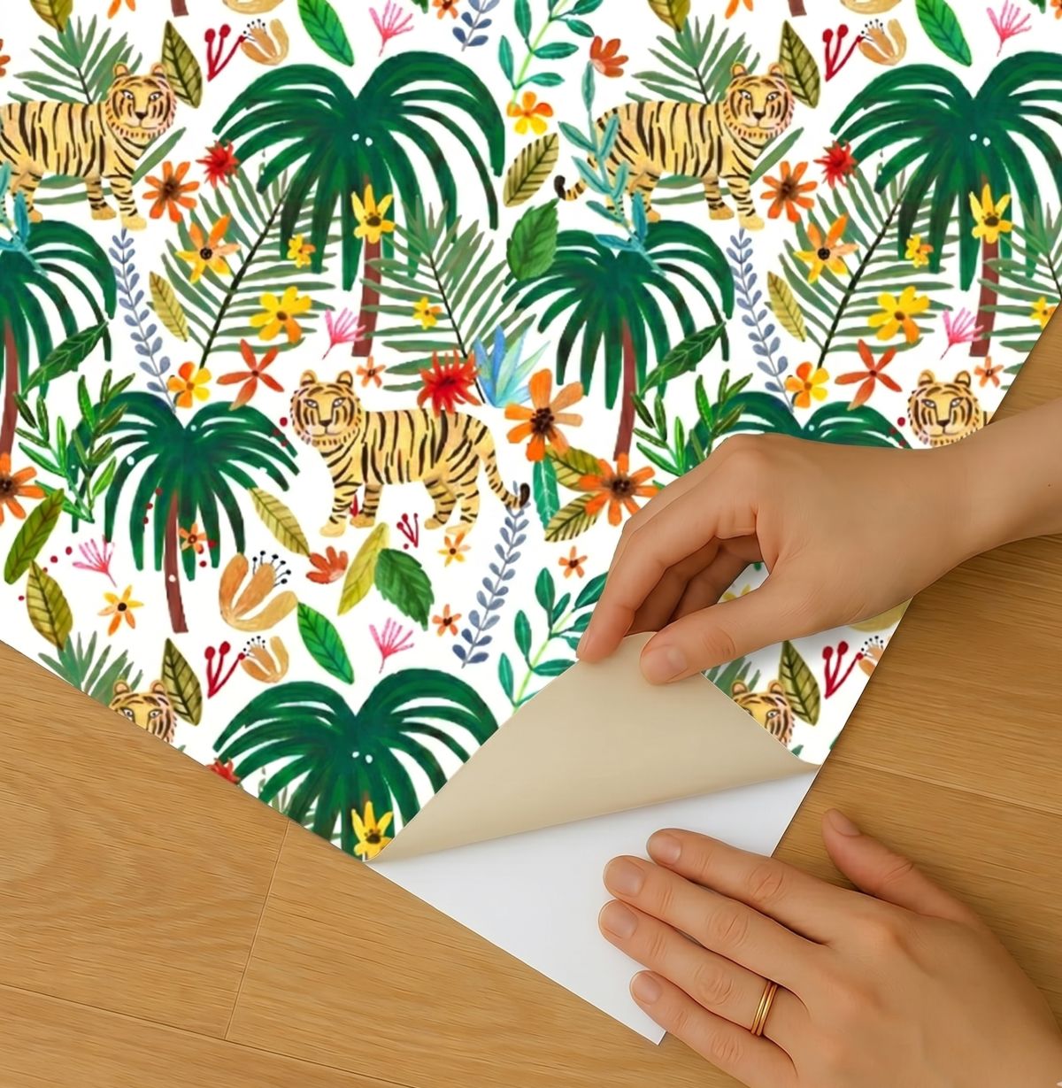 Jungle Jumboree Peel and Stick Wallpaper in White color - pattern number MIAPS4-03 - by Veer Decor in the Mia Charros Peel and Stick Collection collection