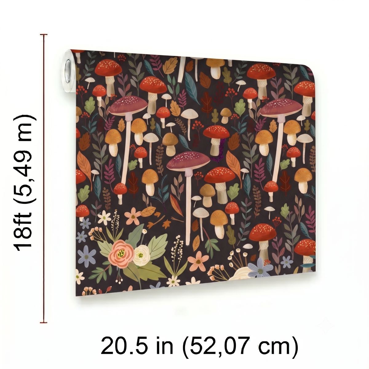 Mushroom Muse Peel and Stick Wallpaper in Black color - pattern number MIAPS5-03 - by Veer Decor in the Mia Charros Peel and Stick Collection collection