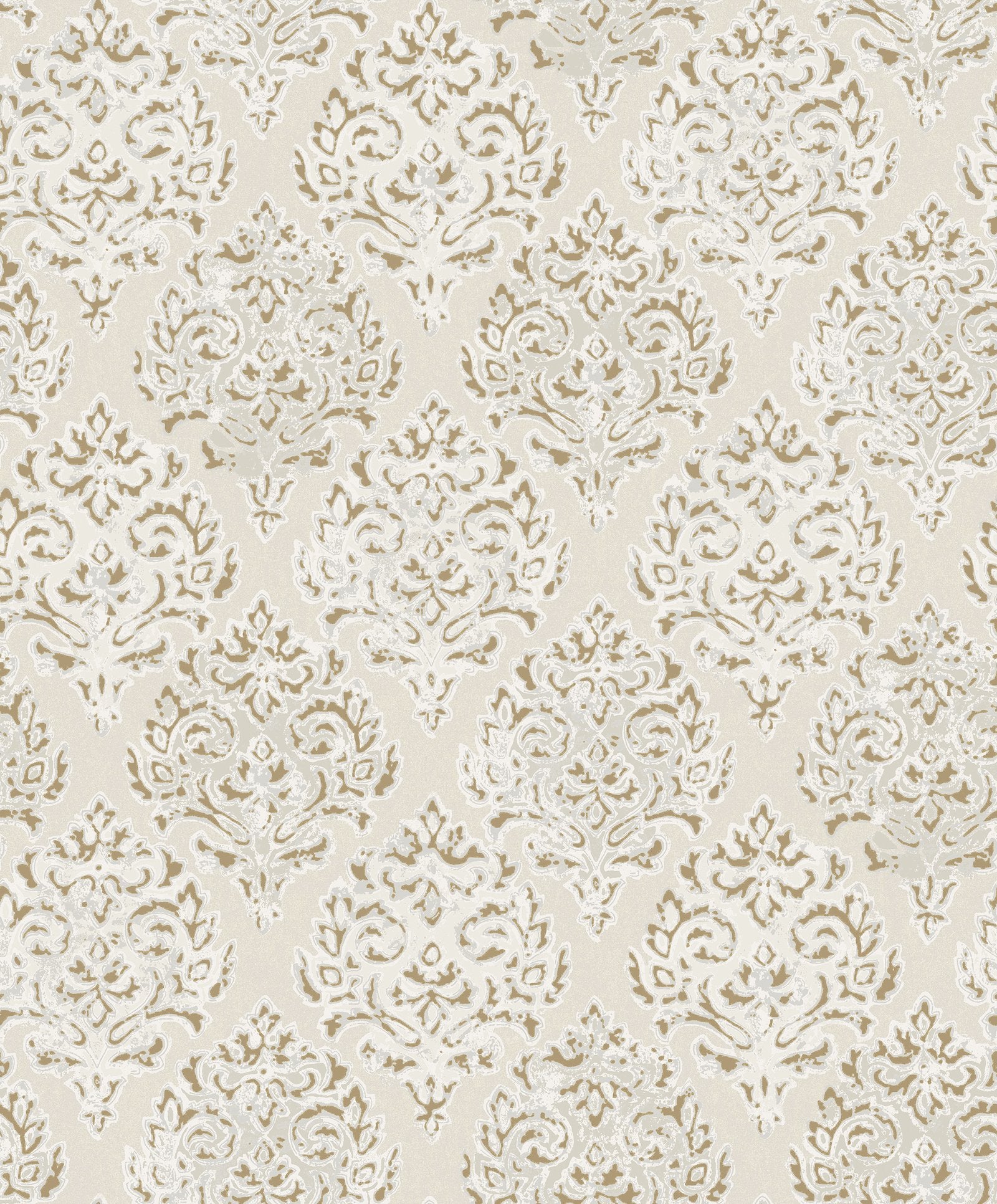 Modern Damask wallpaper in gold color - pattern number MT2020 - by Galerie in the Lustre collection