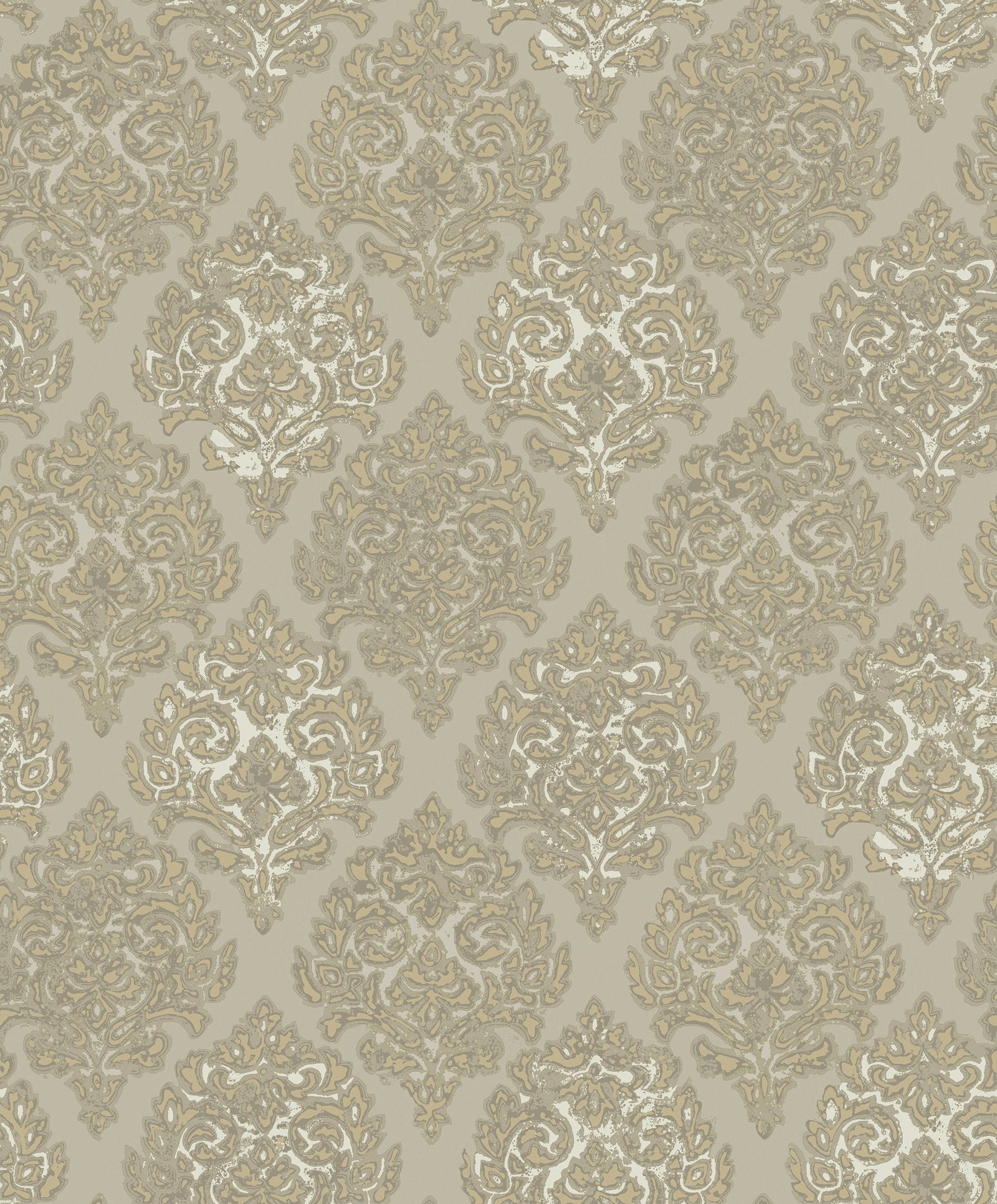 Modern Damask wallpaper in gold color - pattern number MT2022 - by Galerie in the Lustre collection