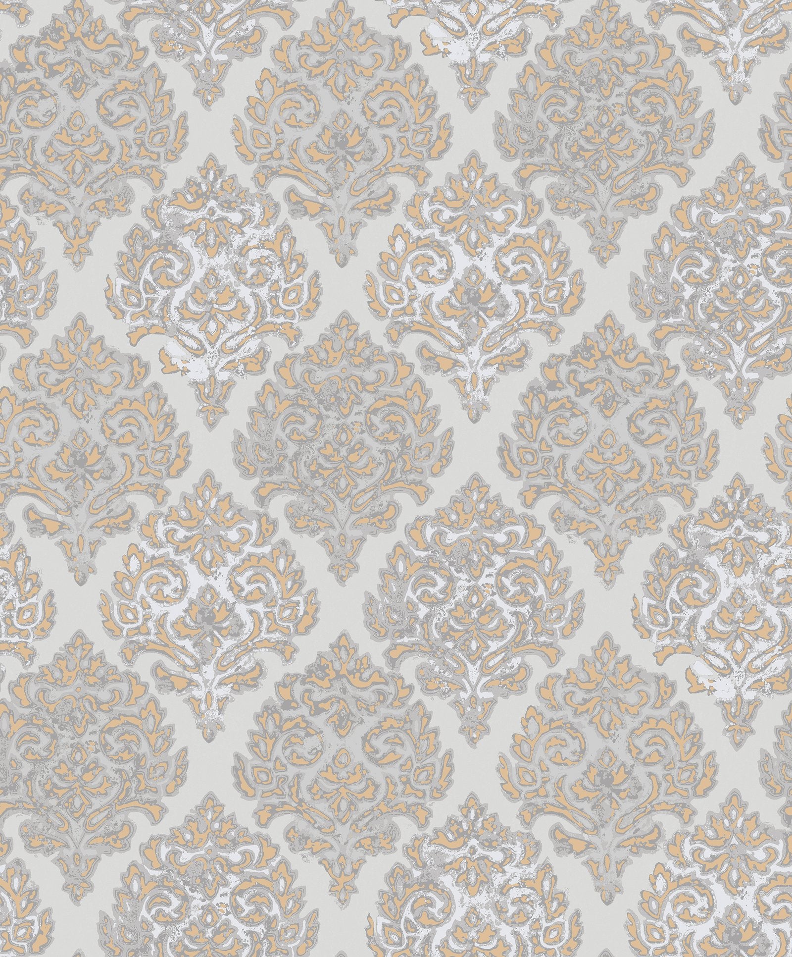 Modern Damask wallpaper in rose gold color - pattern number MT2035 - by Galerie in the Lustre collection
