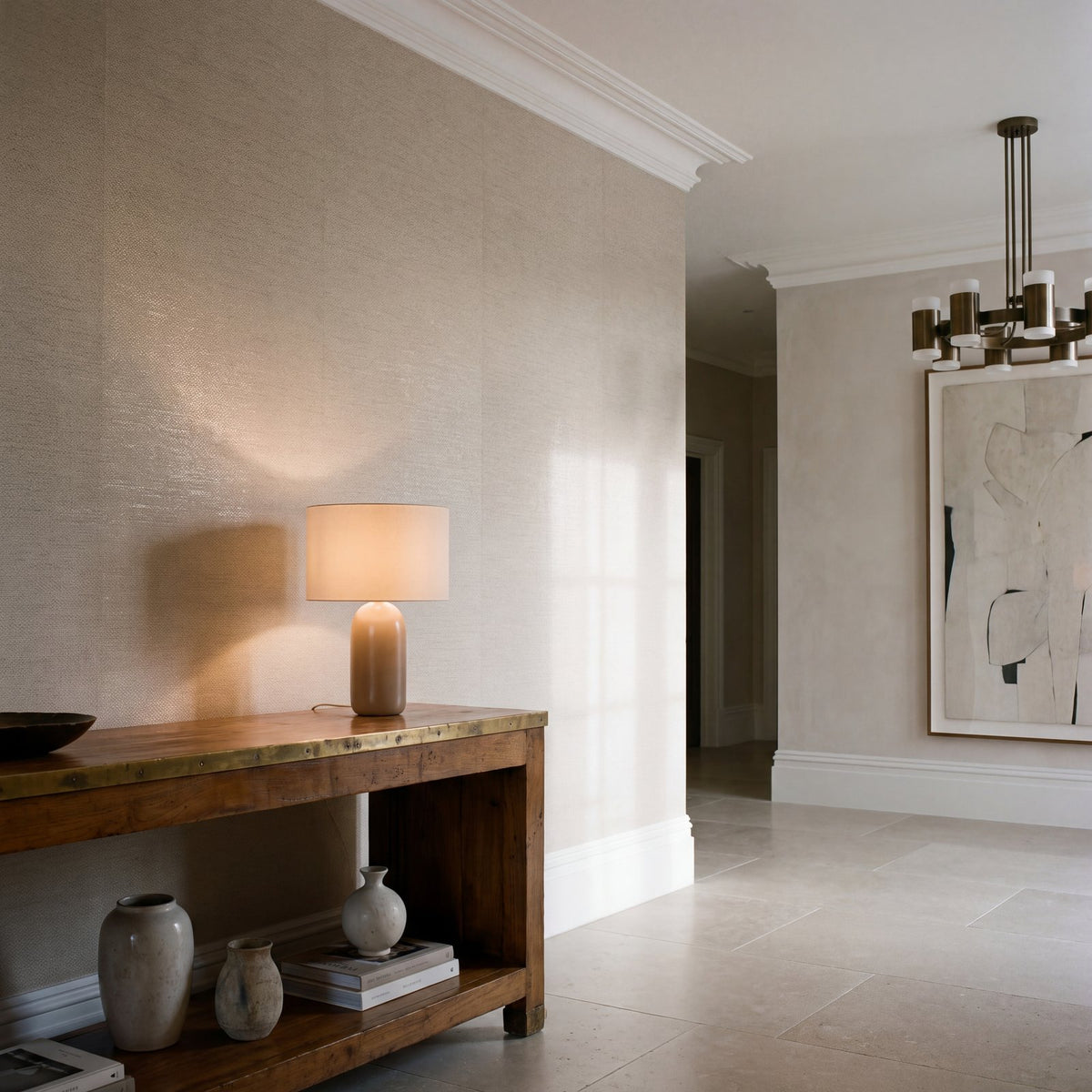 Woven Texture Wallpaper in Beige color - pattern number NT98022 - by Galerie in the New Touch collection