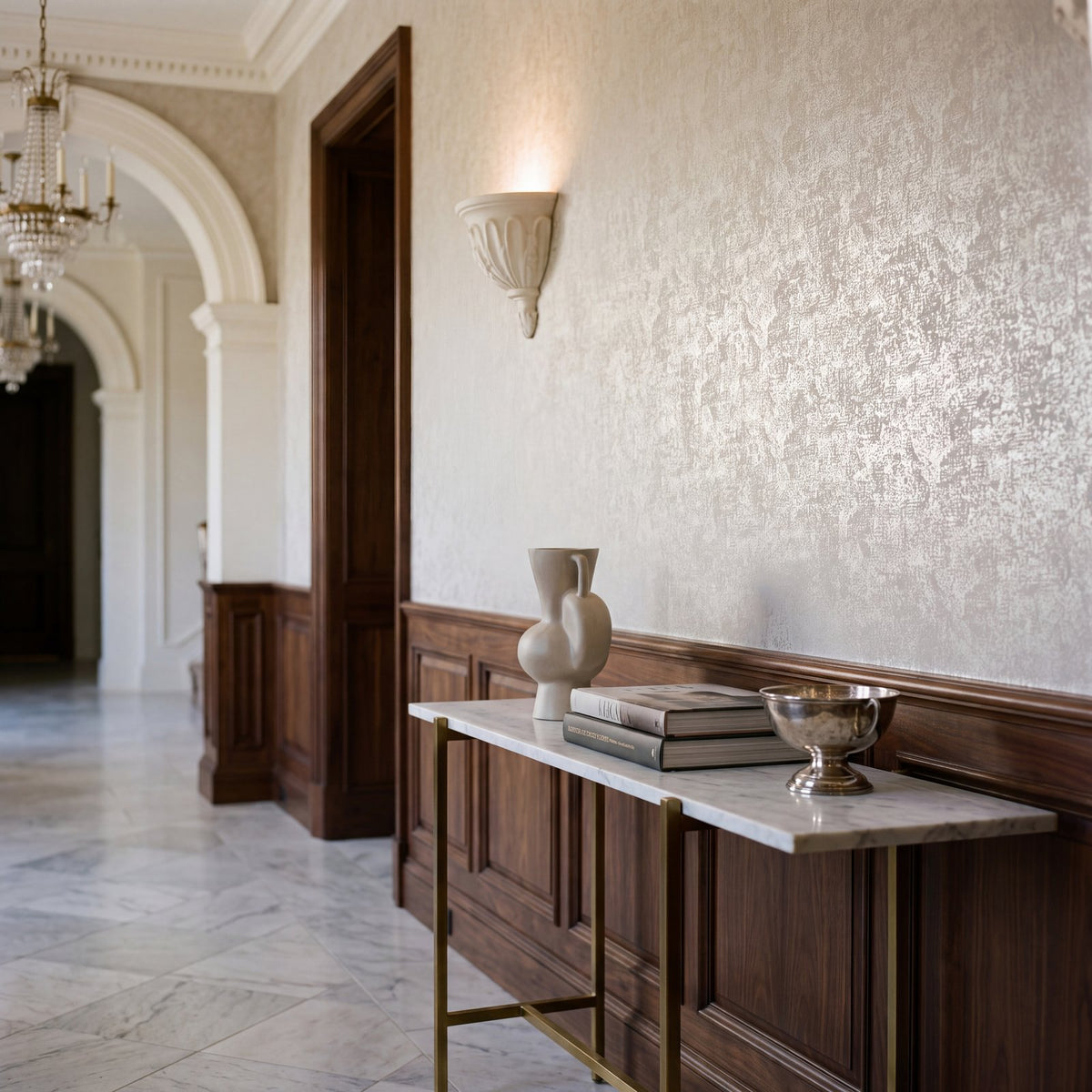 Worn Tile Wallpaper in Beige color - pattern number NT98034 - by Galerie in the New Touch collection