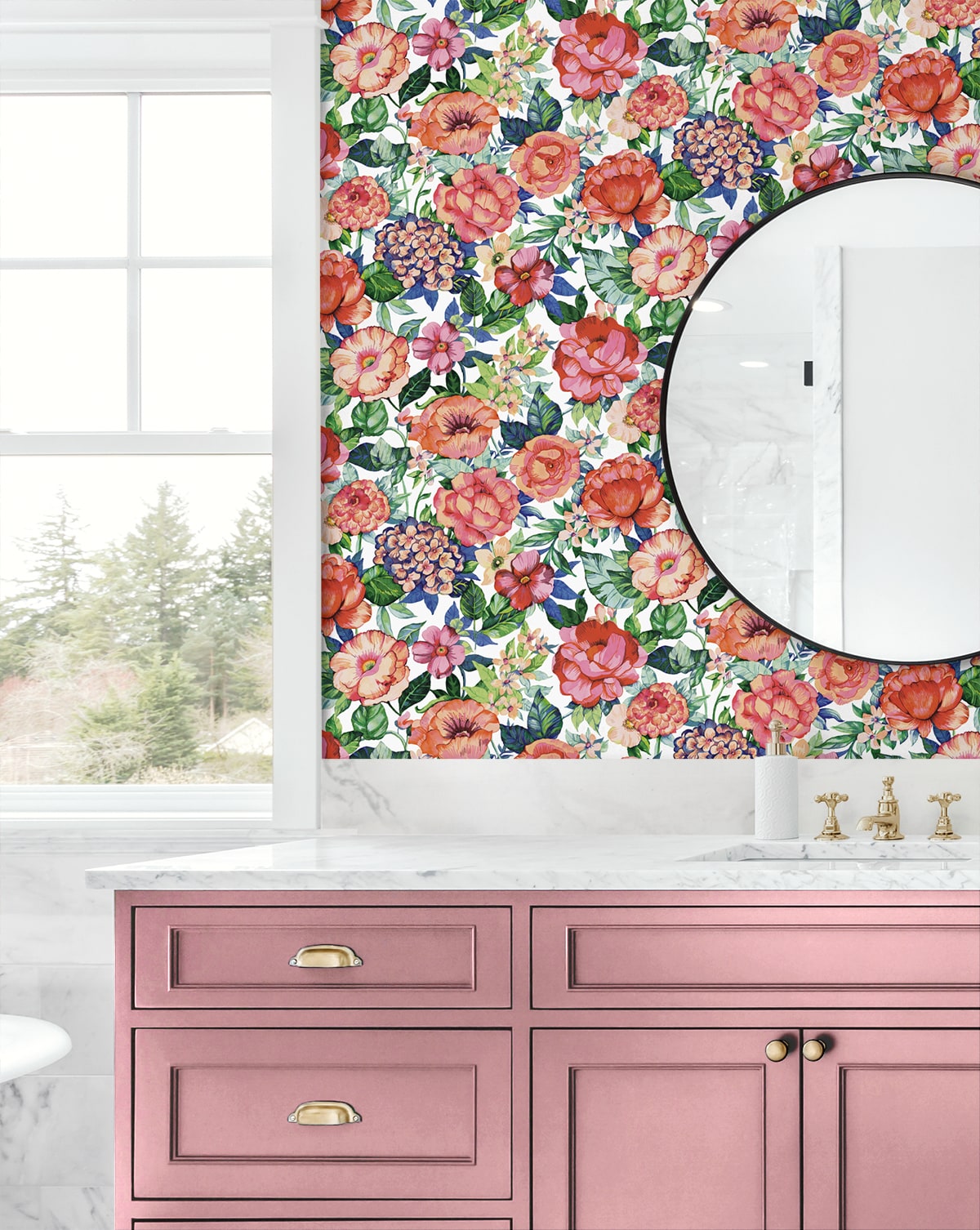 Watercolor Floral Garden Peel and Stick wallpaper in spring blossom color - pattern number NW52905 - by NextWall in the Peel and Stick Wallpaper by Nextwall collection