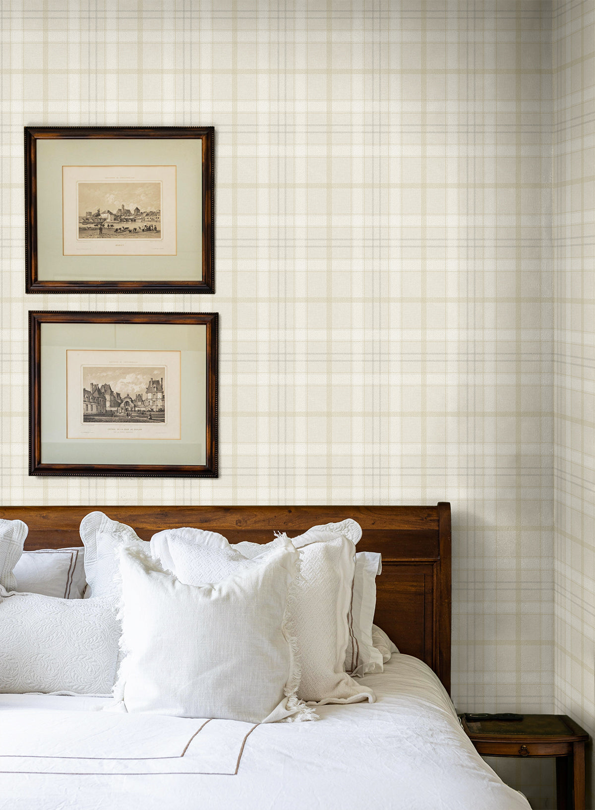 Tailor Plaid Peel and Stick wallpaper in neutral color - pattern number NW54307 - by NextWall in the Peel and Stick Wallpaper by Nextwall collection