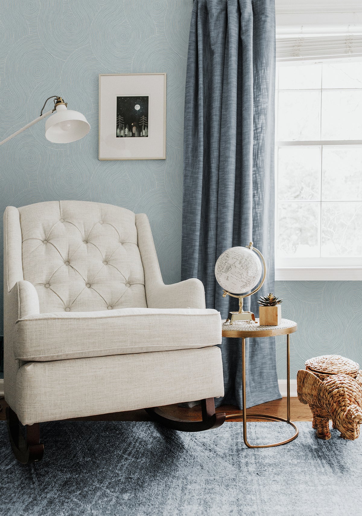 Swirl Geo Peel and Stick wallpaper in light blue color - pattern number NW56702 - by NextWall in the Peel and Stick Wallpaper by Nextwall collection