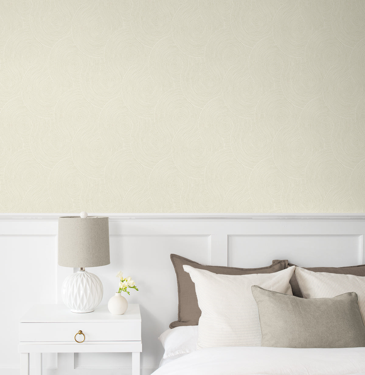 Swirl Geo Peel and Stick wallpaper in light beige color - pattern number NW56705 - by NextWall in the Peel and Stick Wallpaper by Nextwall collection