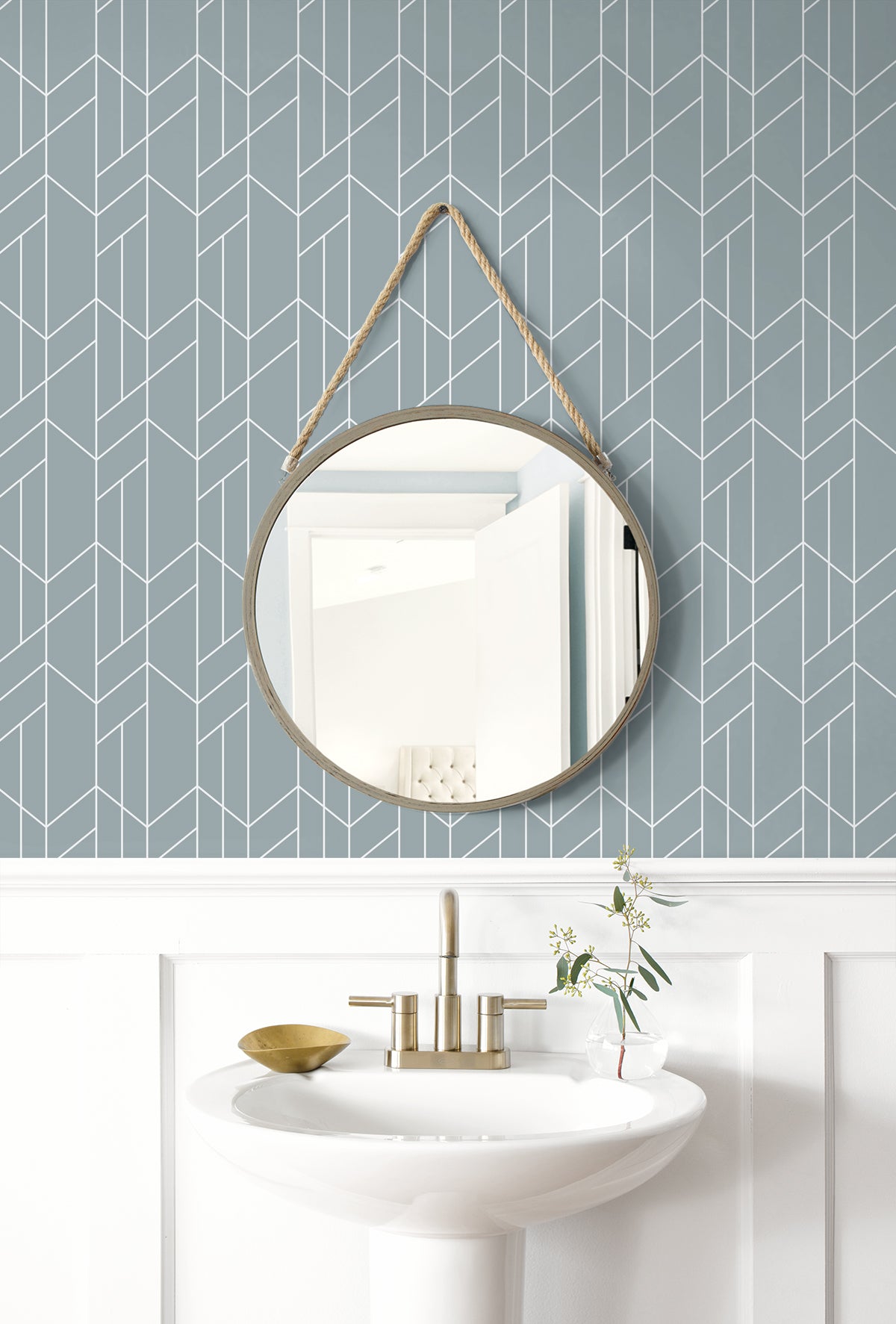 Geometry Peel and Stick wallpaper in light blue color - pattern number NW56802 - by NextWall in the Peel and Stick Wallpaper by Nextwall collection