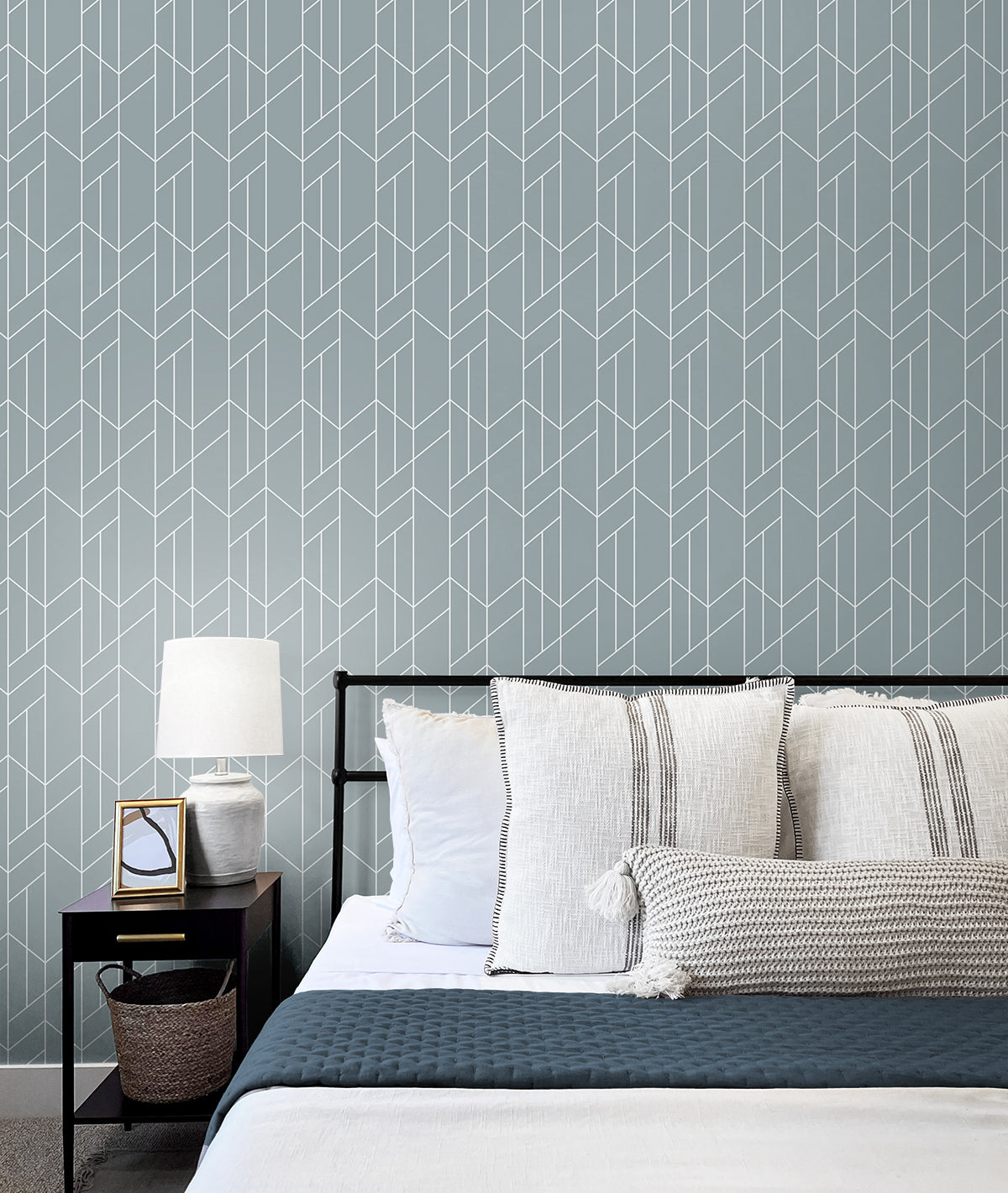 Geometry Peel and Stick wallpaper in light blue color - pattern number NW56802 - by NextWall in the Peel and Stick Wallpaper by Nextwall collection