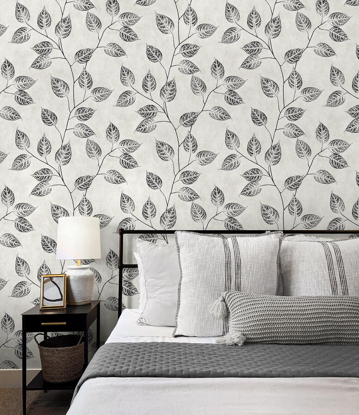 Leaf Silhouette Peel and Stick wallpaper in contrast color - pattern number NW57500 - by NextWall in the Peel and Stick Wallpaper by Nextwall collection