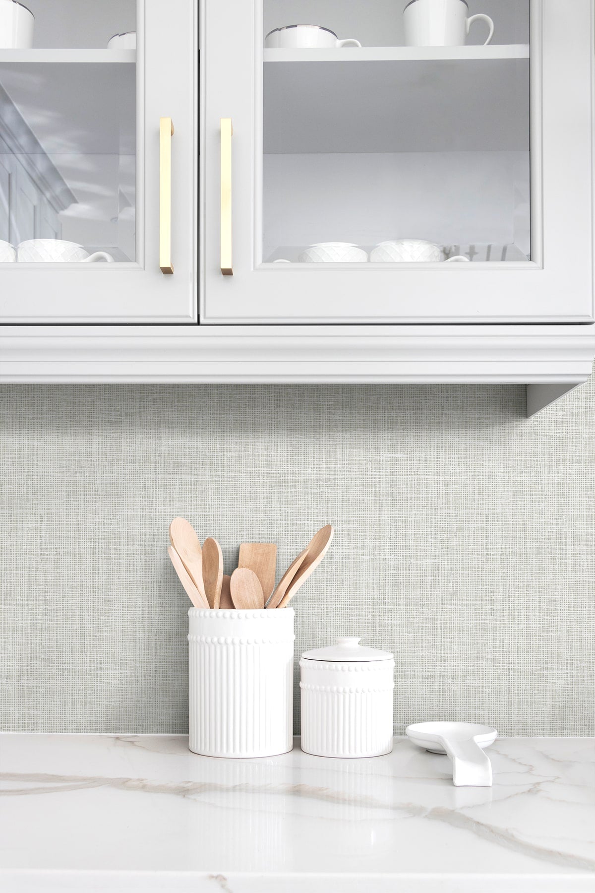 Silas Faux Linen Peel and Stick wallpaper in marshmallow color - pattern number NW57800 - by NextWall in the Peel and Stick Wallpaper by Nextwall collection