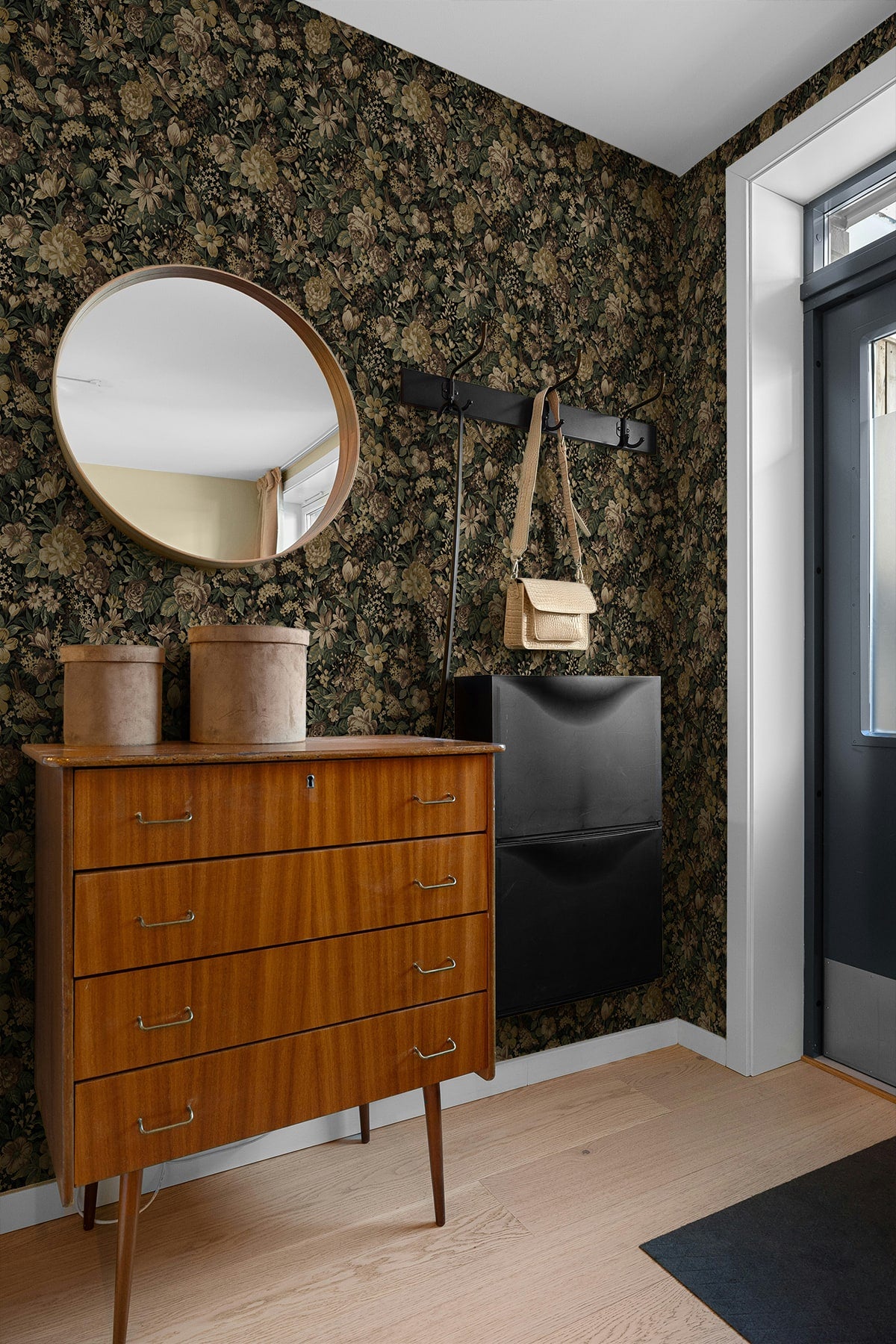 Vintage Bird Garden Peel and Stick wallpaper in spice and green ash color - pattern number NW58505 - by NextWall in the Peel and Stick Wallpaper by Nextwall collection