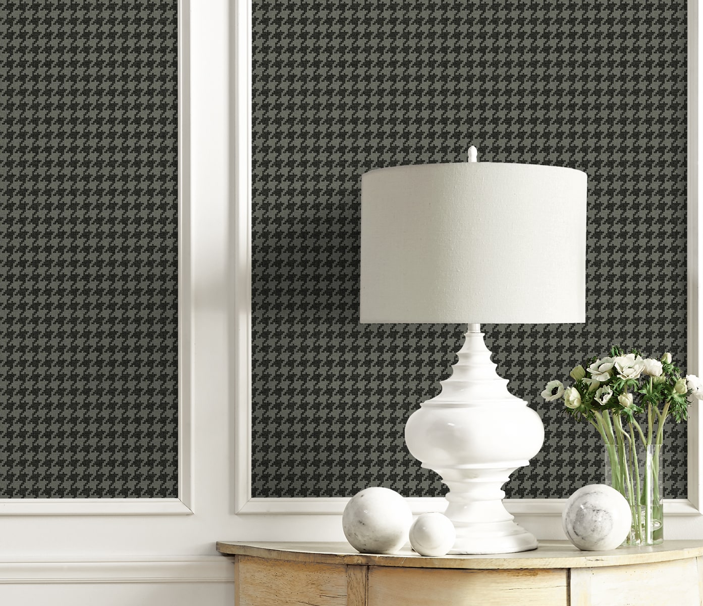 Tailor Houndstooth Peel and Stick wallpaper in stoneware color - pattern number NW58610 - by NextWall in the Peel and Stick Wallpaper by Nextwall collection