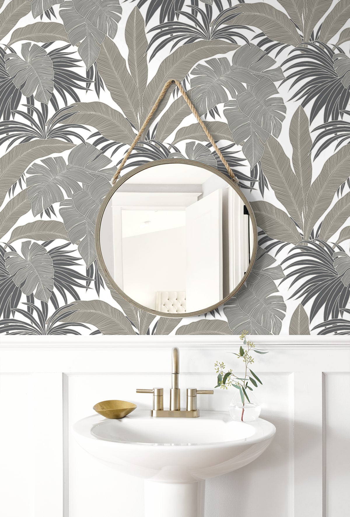 Laguna Leaf Peel and Stick wallpaper in pavestone color - pattern number NW58707 - by NextWall in the Peel and Stick Wallpaper by Nextwall collection