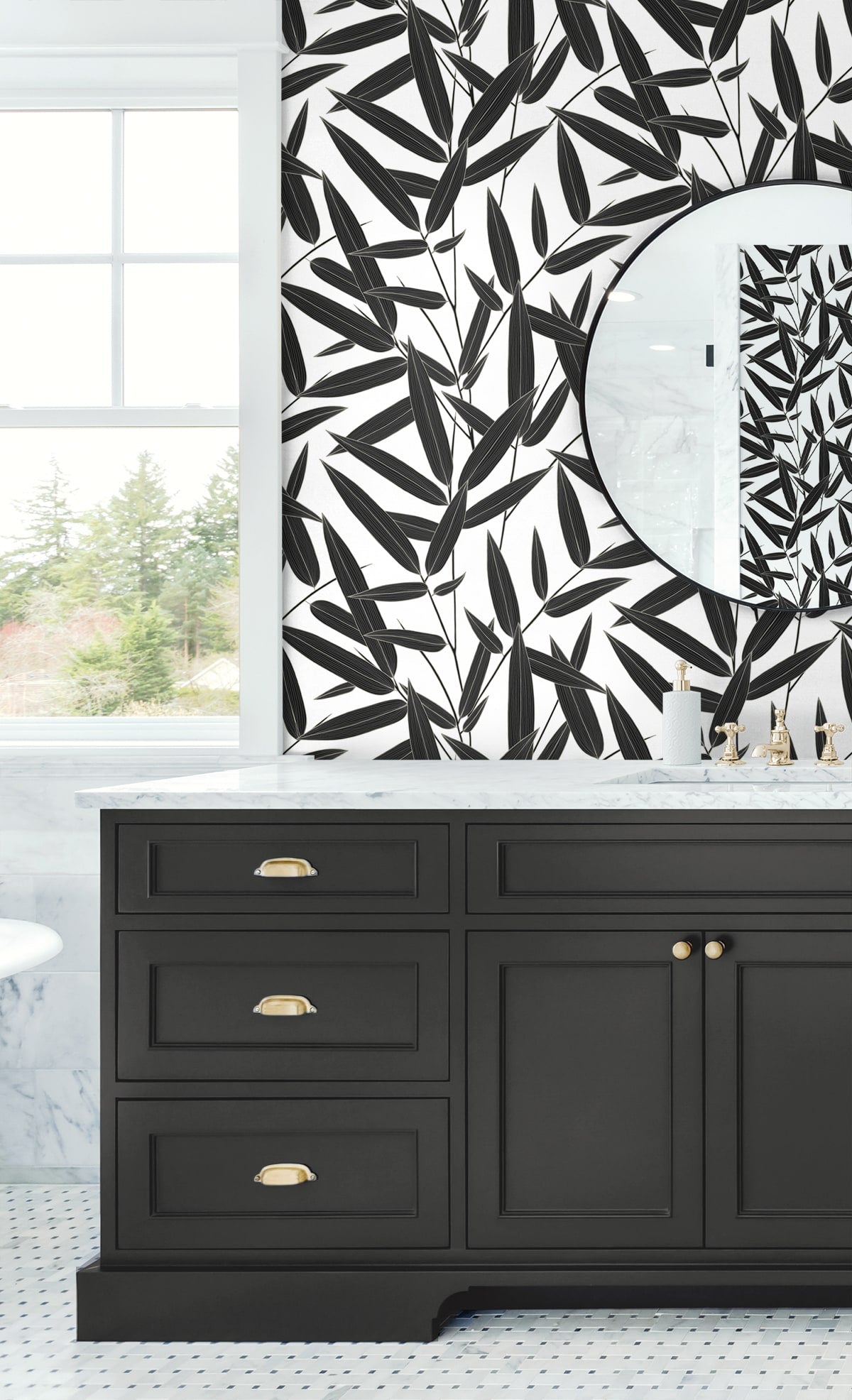 Leaf Branch Trail Peel and Stick wallpaper in ebony color - pattern number NW58800 - by NextWall in the Peel and Stick Wallpaper by Nextwall collection