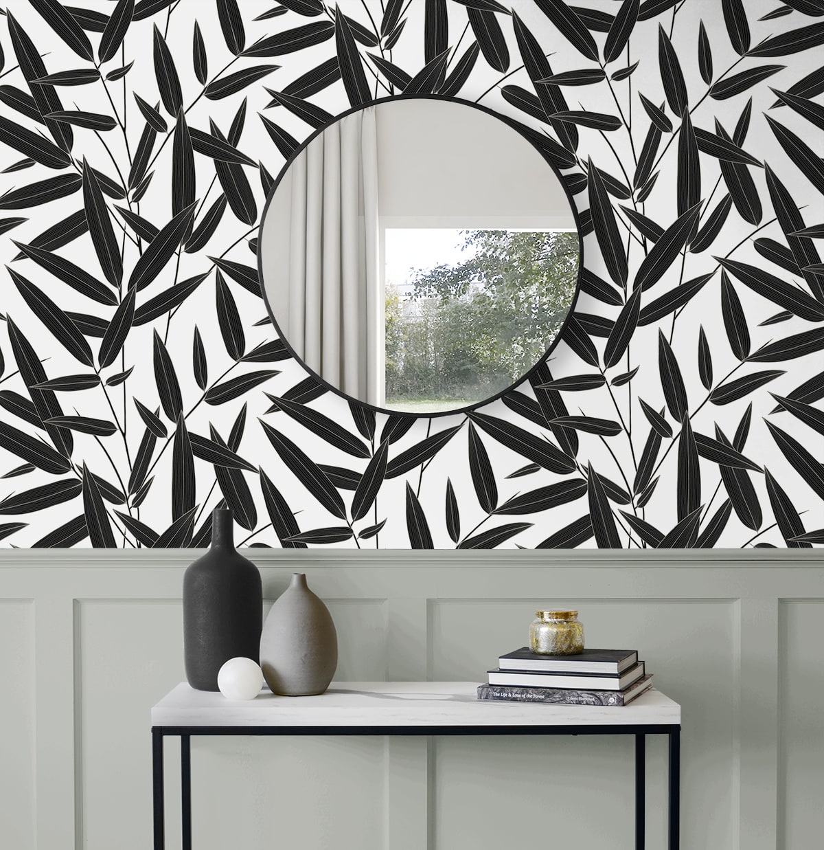 Leaf Branch Trail Peel and Stick wallpaper in ebony color - pattern number NW58800 - by NextWall in the Peel and Stick Wallpaper by Nextwall collection