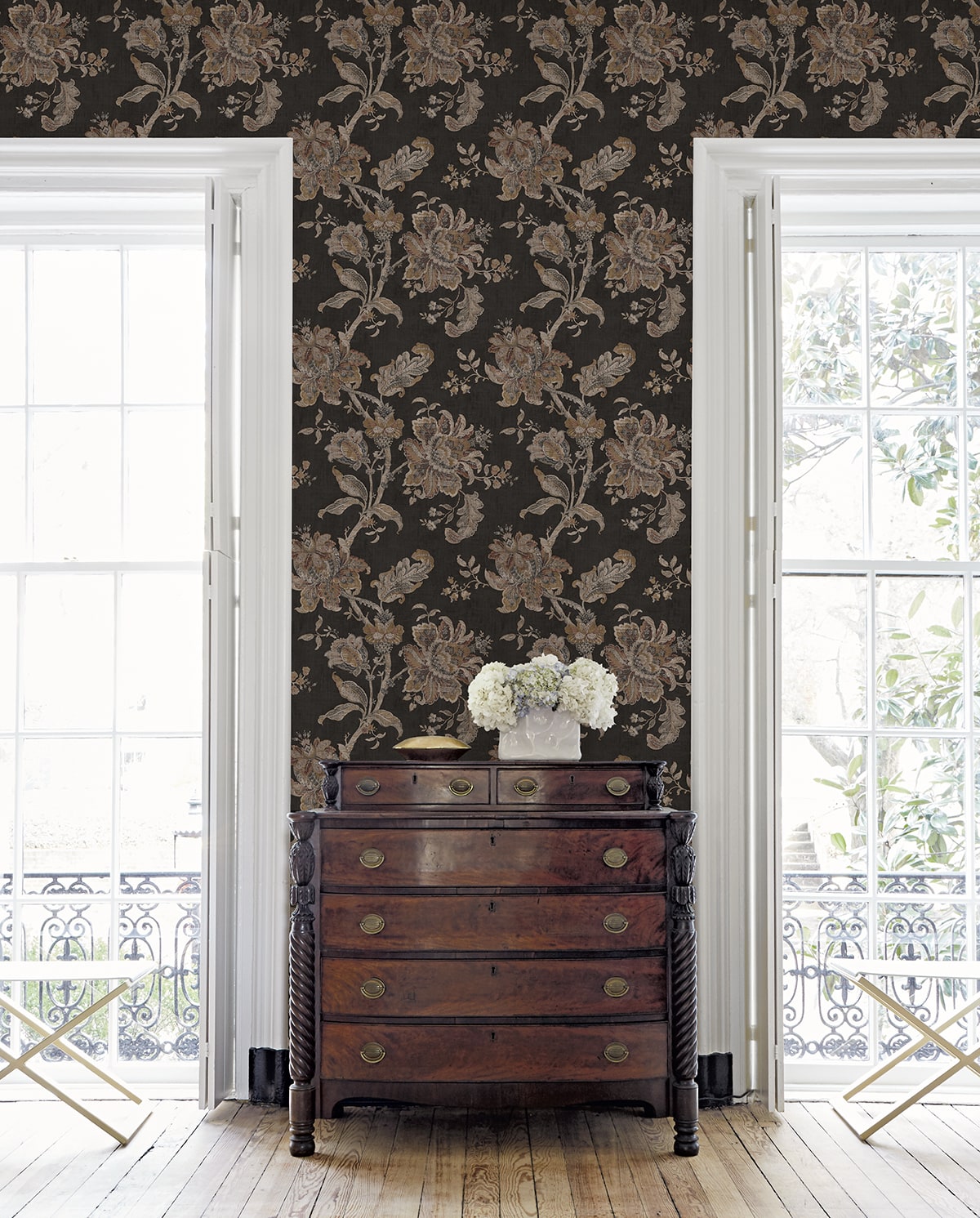 Anelda Jacobean Peel and Stick wallpaper in ironwork and russett color - pattern number NW59100 - by NextWall in the Peel and Stick Wallpaper by Nextwall collection