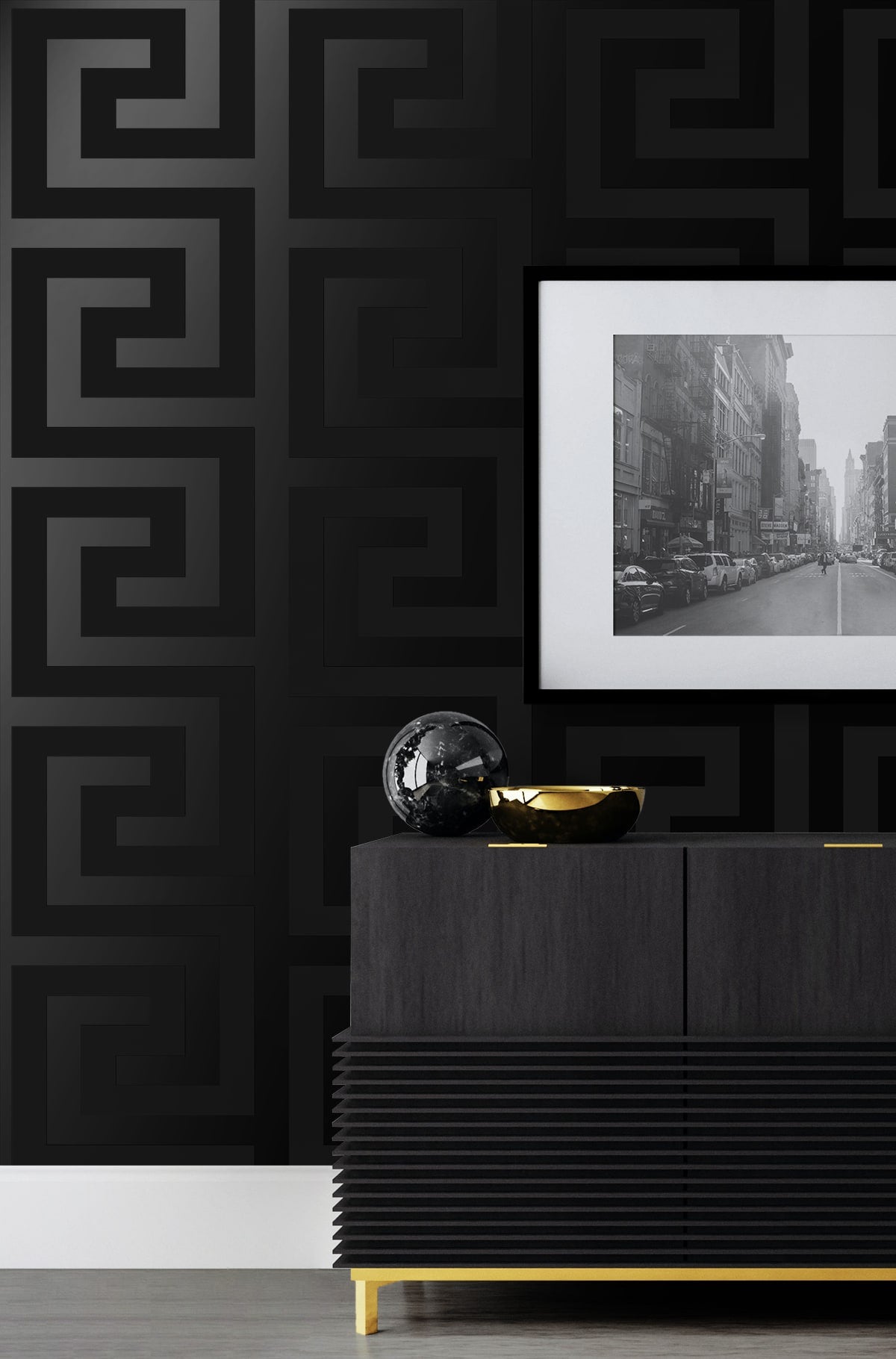 Geometric Maze Peel and Stick fabric in onyx color - pattern number NW59400 - by NextWall in the Peel and Stick Wallpaper by Nextwall collection