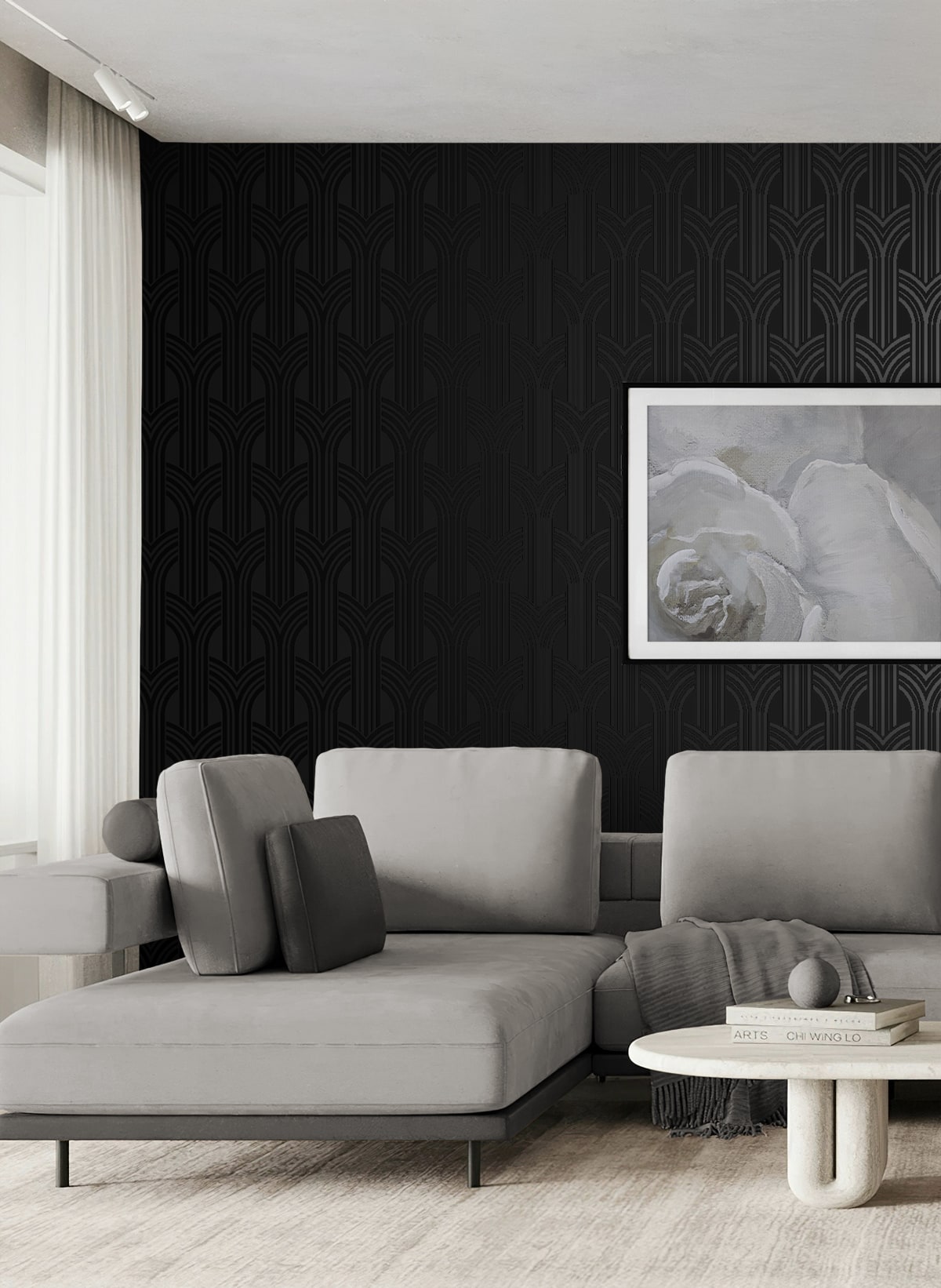 Geometric Arches Peel and Stick wallpaper in onyx color - pattern number NW59500 - by NextWall in the Peel and Stick Wallpaper by Nextwall collection