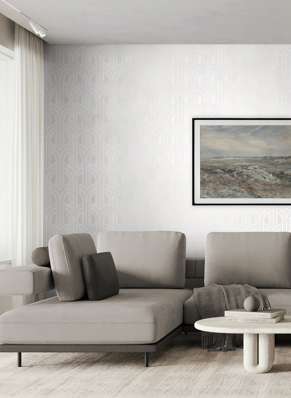 Geometric Arches Peel and Stick wallpaper in pearl color - pattern number NW59510 - by NextWall in the Peel and Stick Wallpaper by Nextwall collection