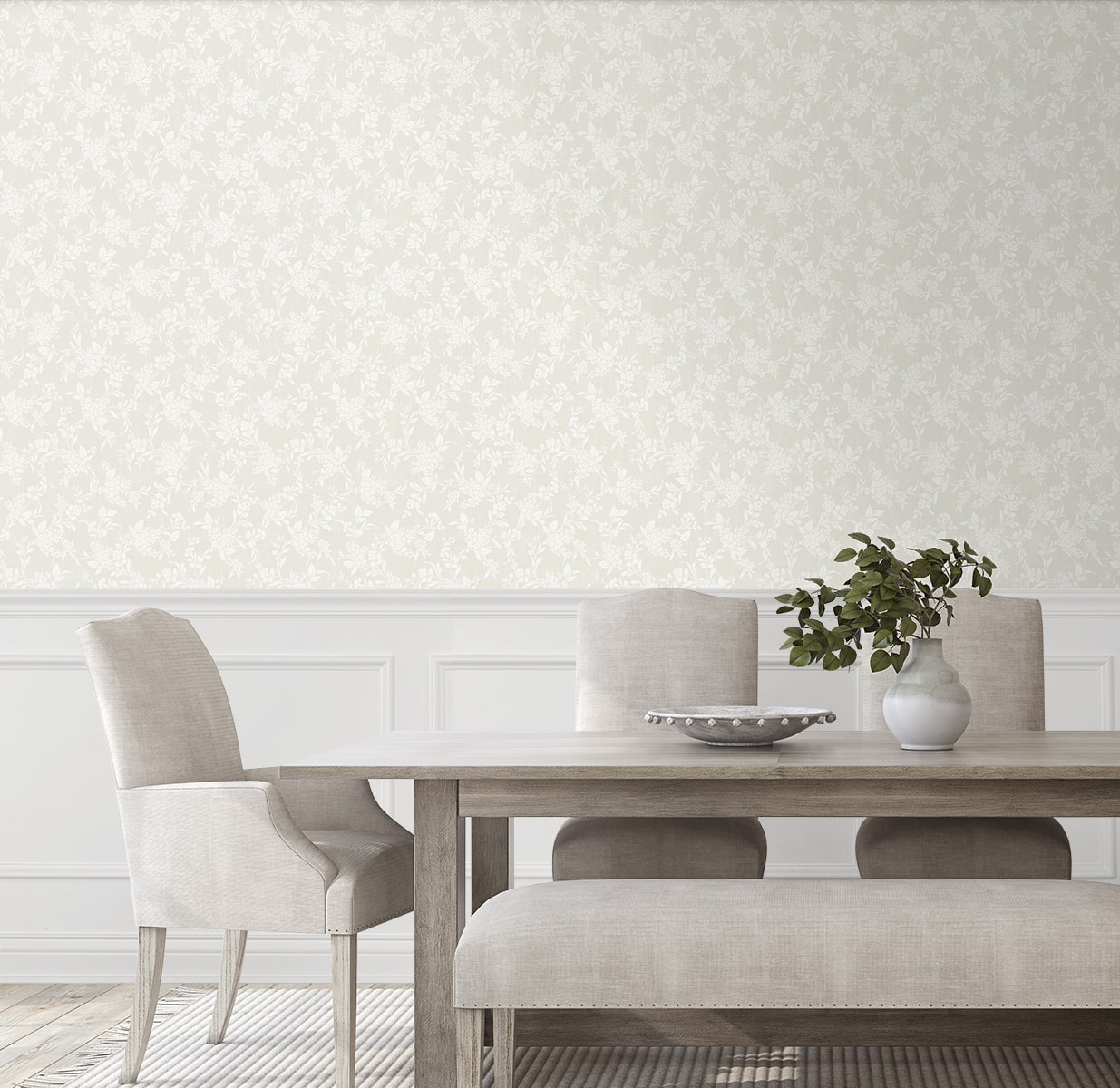 Tonal Floral Peel and Stick wallpaper in neutral color - pattern number NW59610 - by NextWall in the Peel and Stick Wallpaper by Nextwall collection