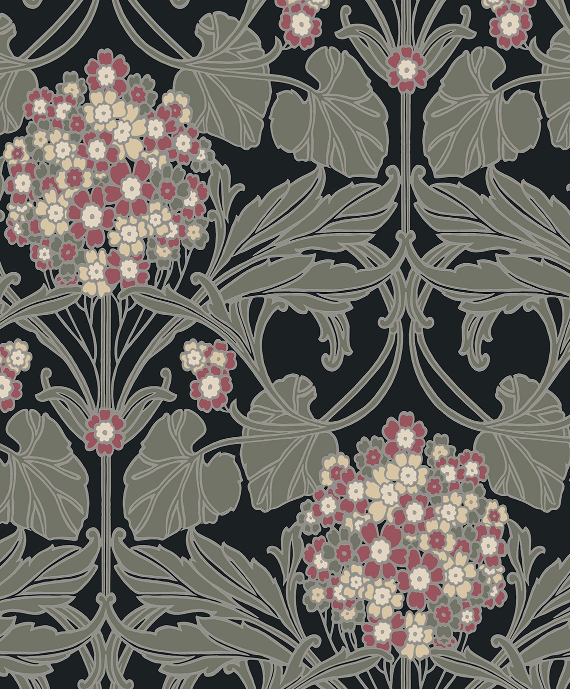 Hydrangea Floral Peel and Stick wallpaper in black and rosewood color - pattern number NW60410 - by NextWall in the Peel and Stick Wallpaper by Nextwall collection