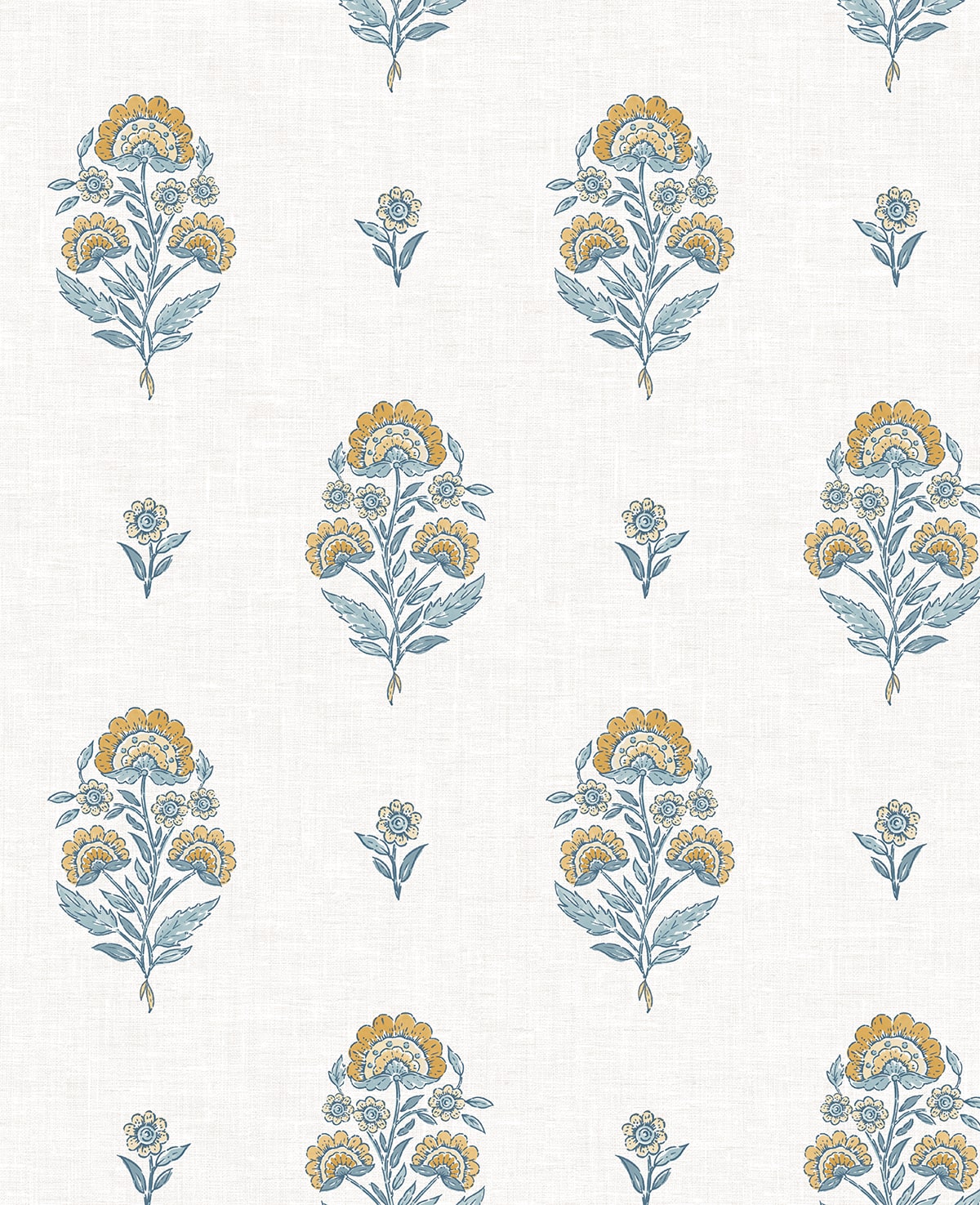 Floral Spot Peel and Stick wallpaper in marigold and seabreeze color - pattern number NW60703 - by NextWall in the Peel and Stick Wallpaper by Nextwall collection