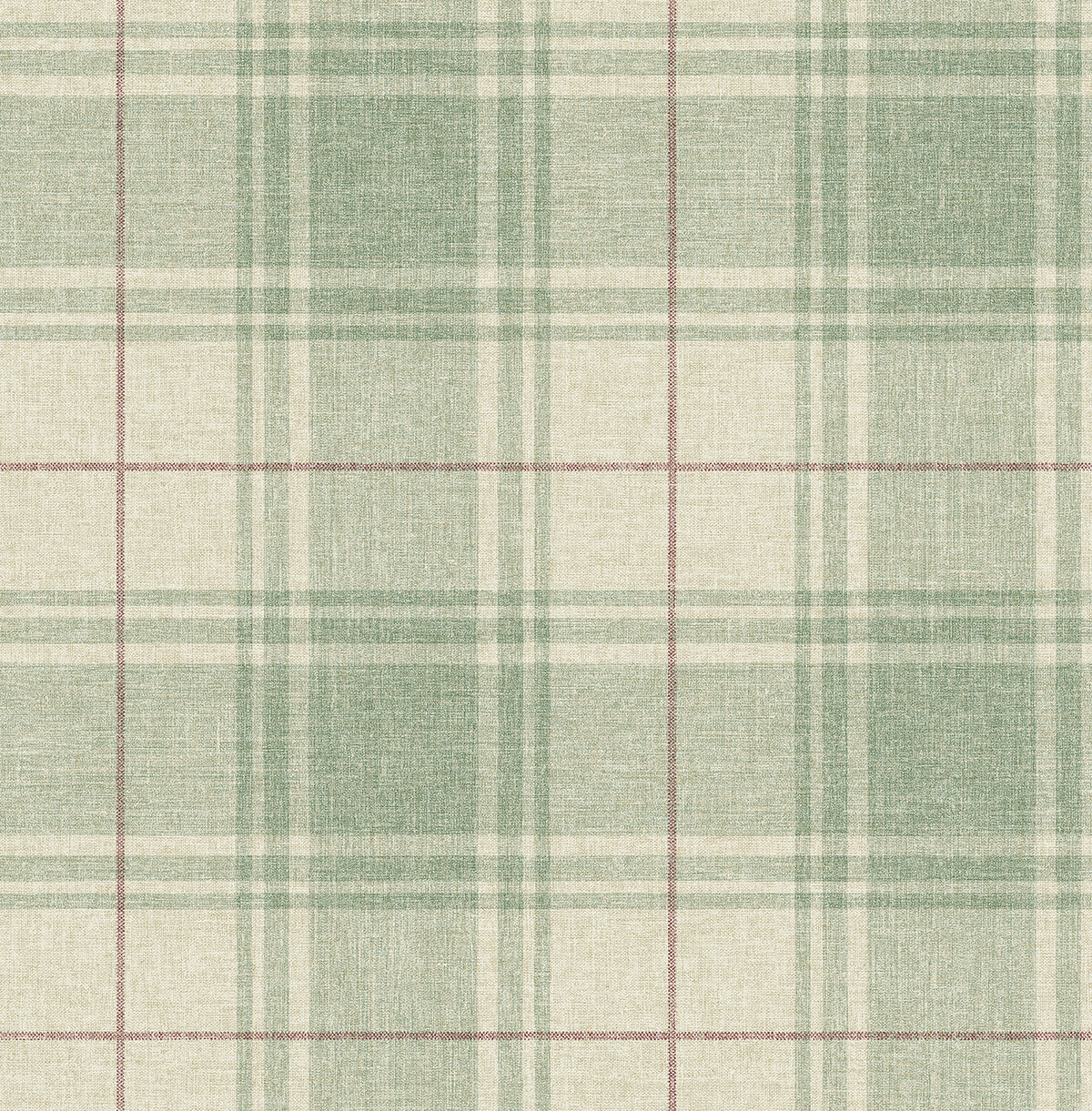 Linen Cut Plaid Peel and Stick Wallpaper in pine & cabernet color - pattern number NW60804 - by NextWall in the Peel and Stick Wallpaper by Nextwall collection