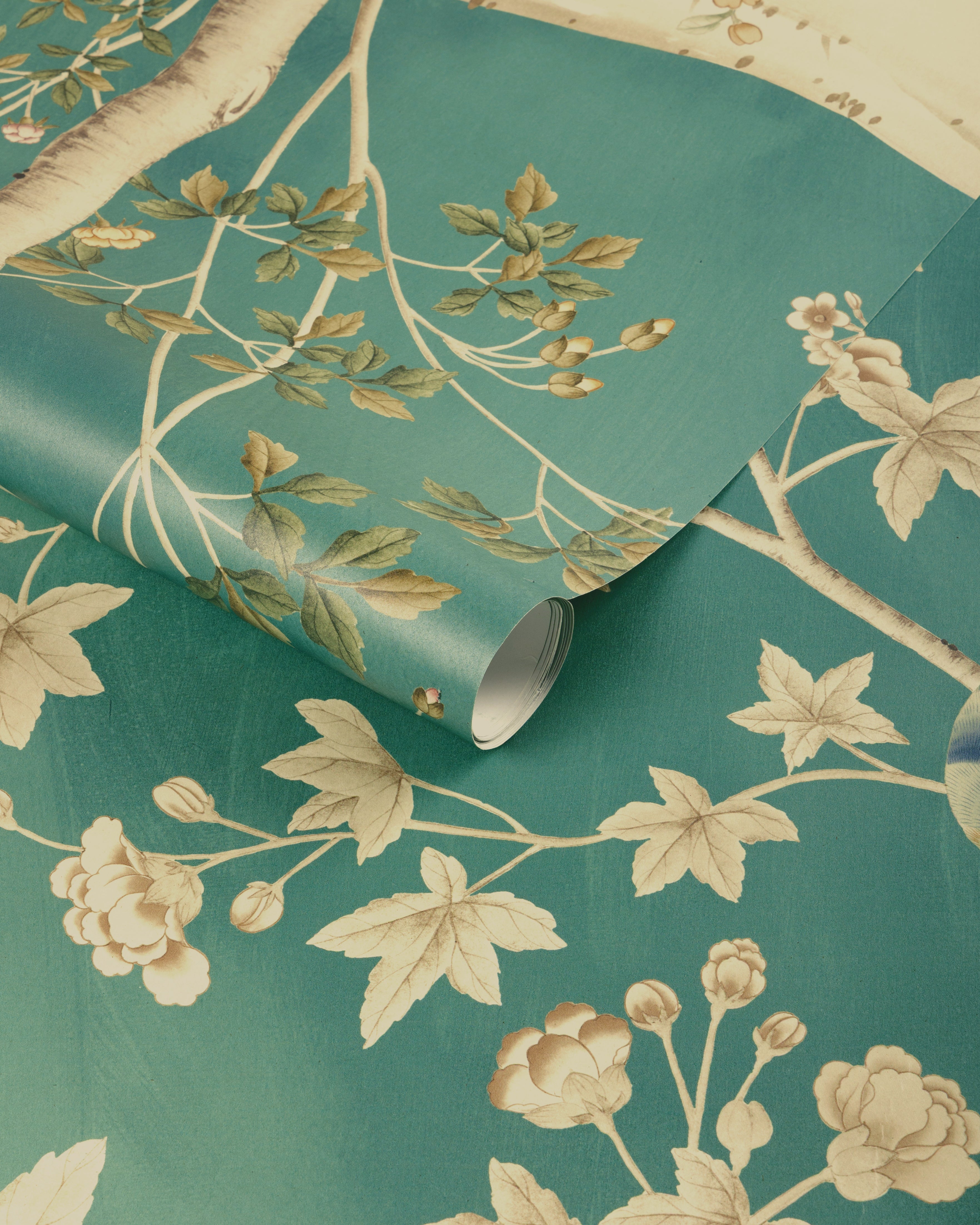 Beaujeu 3 Panel Mural in Teal color - pattern number P2016106.354.0 - by Lee Jofa in the Arley collection