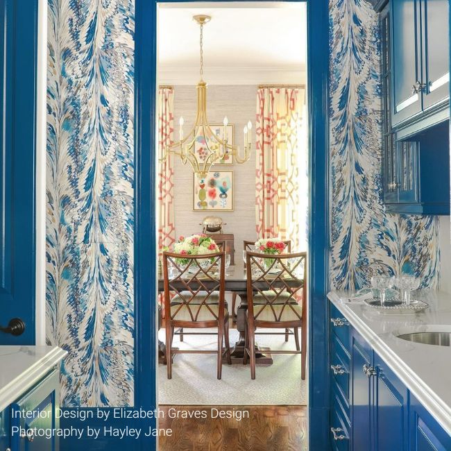 Taplow 2 Panel Mural in Navy/Slate color - pattern number P2019103.155.0 - by Lee Jofa in the Manor House collection