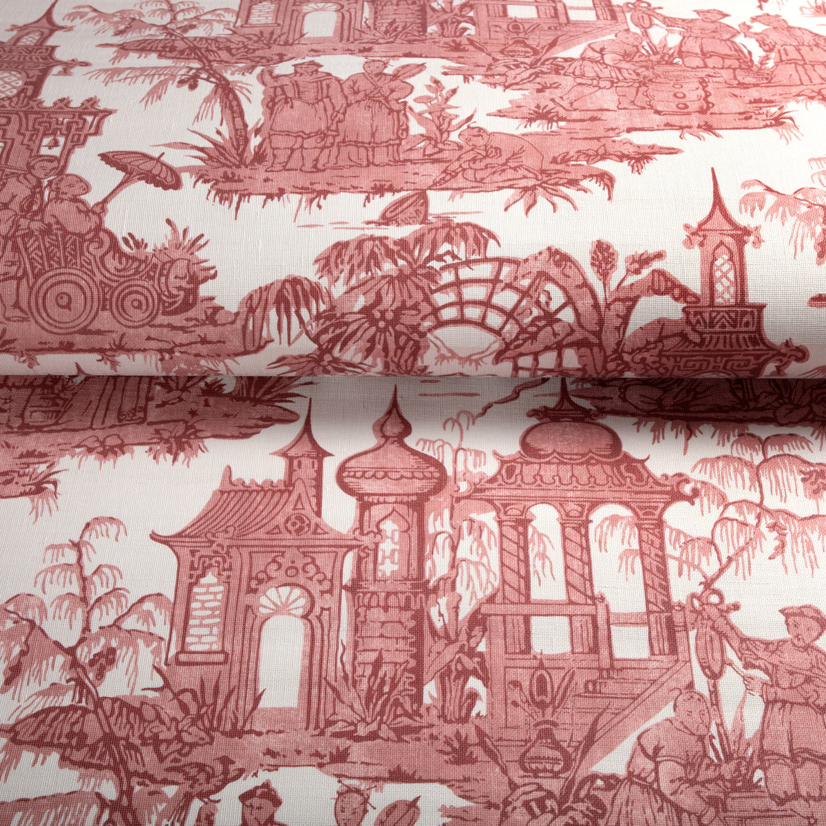 Pagoda Toile Wallpaper in Garnet color - pattern number P2020110.19.0 - by Lee Jofa in the Oscar De La Renta IV collection