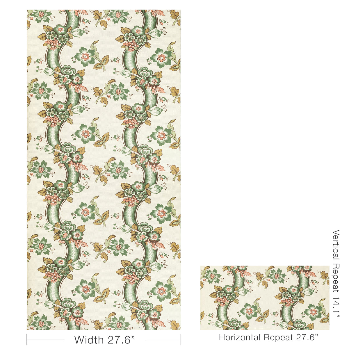 Benday Wallpaper in Green/Rose color - pattern number P2020111.317.0 - by Lee Jofa in the Oscar De La Renta IV collection
