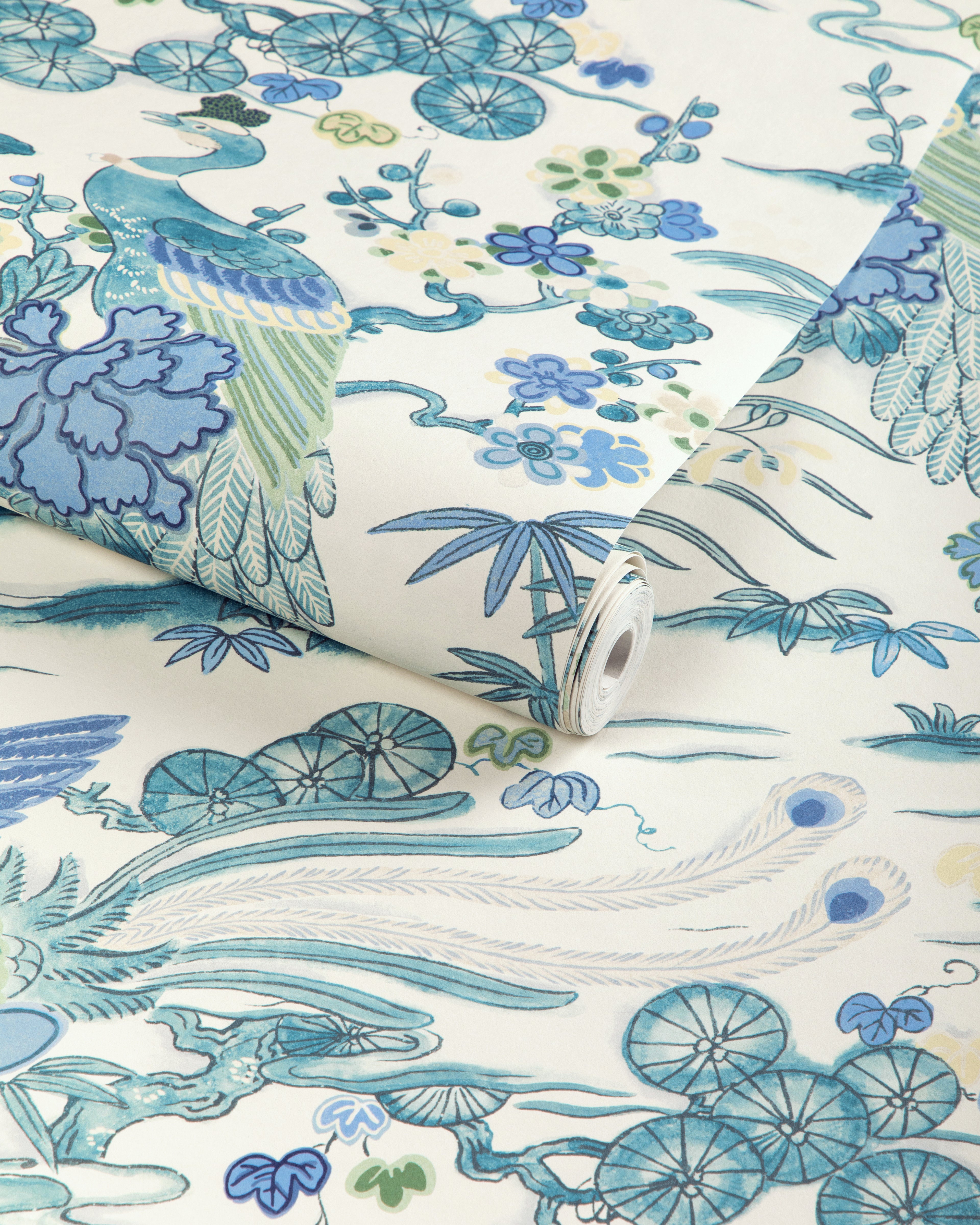 Sakura Paper Wallpaper in teal color - pattern number P2023124.353.0 - by Lee Jofa in the Garden Walk collection