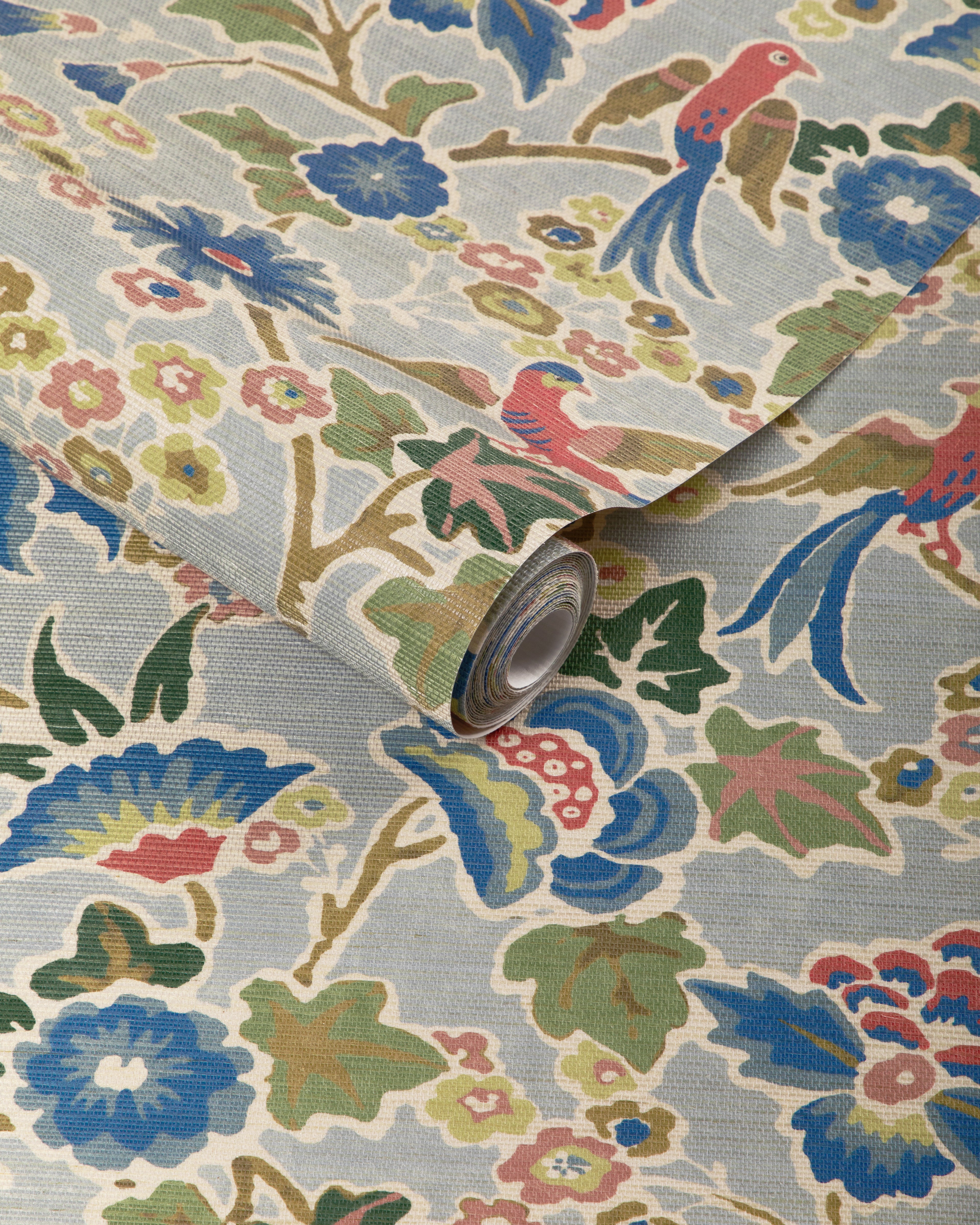 Posy Paper Wallpaper in blue/multi color - pattern number P2023127.519.0 - by Lee Jofa in the Garden Walk collection