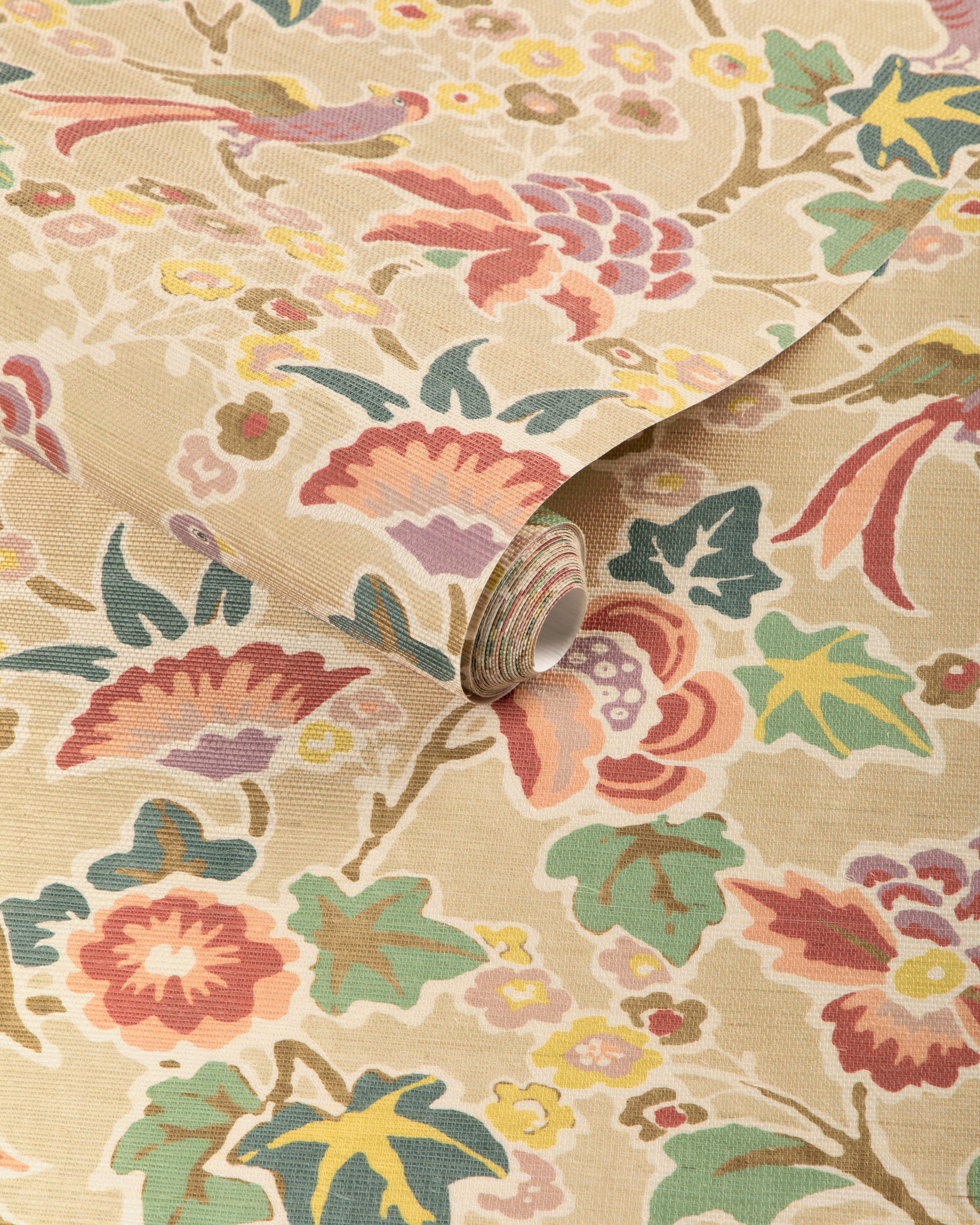 Posy Paper Wallpaper in berry/leaf color - pattern number P2023127.73.0 - by Lee Jofa in the Garden Walk collection