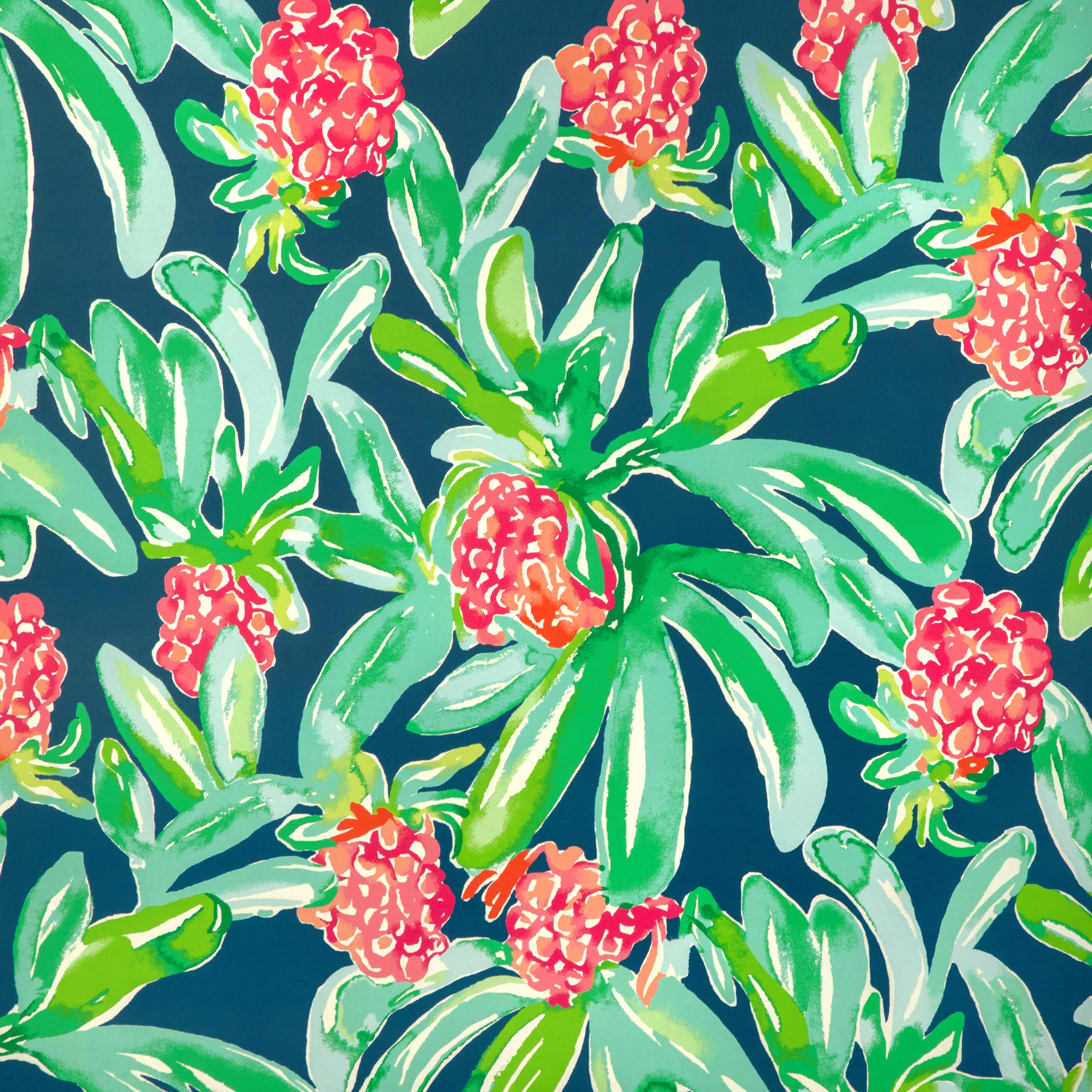 Island Exotic Wallpaper in navy color - pattern number P2025110.517.0 - by Lee Jofa in the Lilly Pulitzer III collection