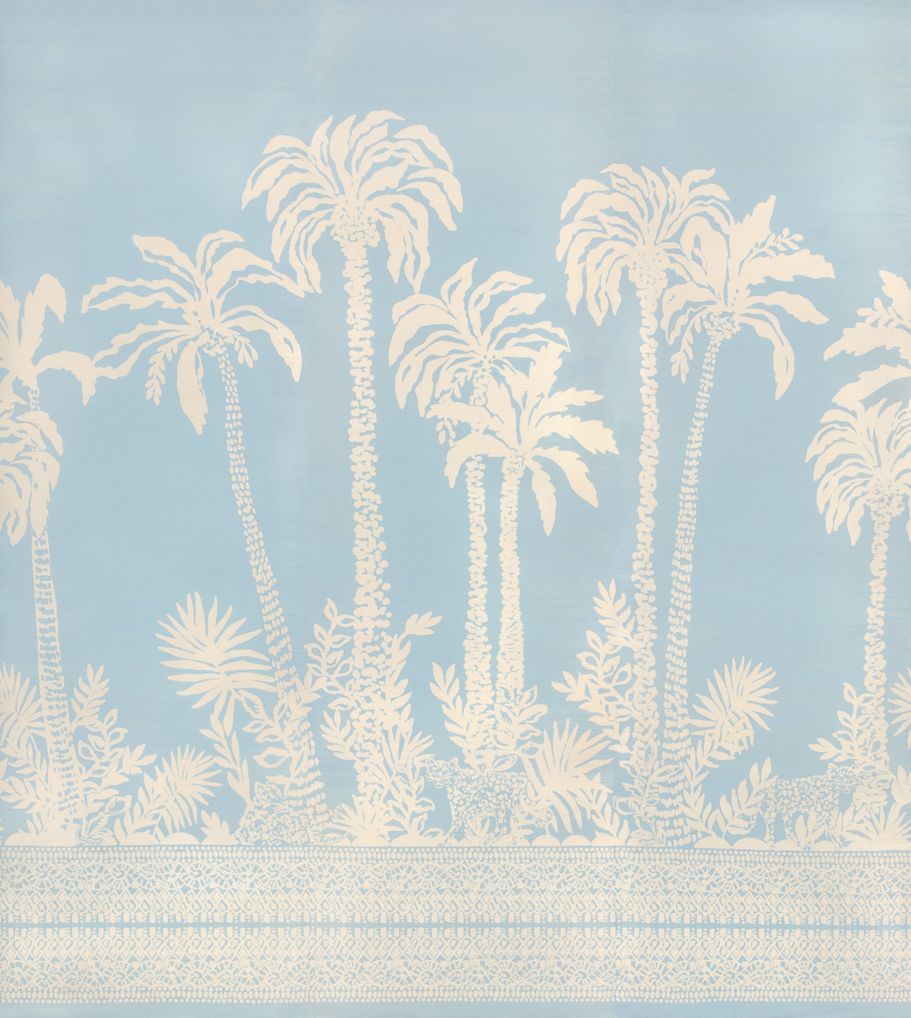 Palms Way 3 Panel Blue P2025115.51.0 Mural by Lee Jofa