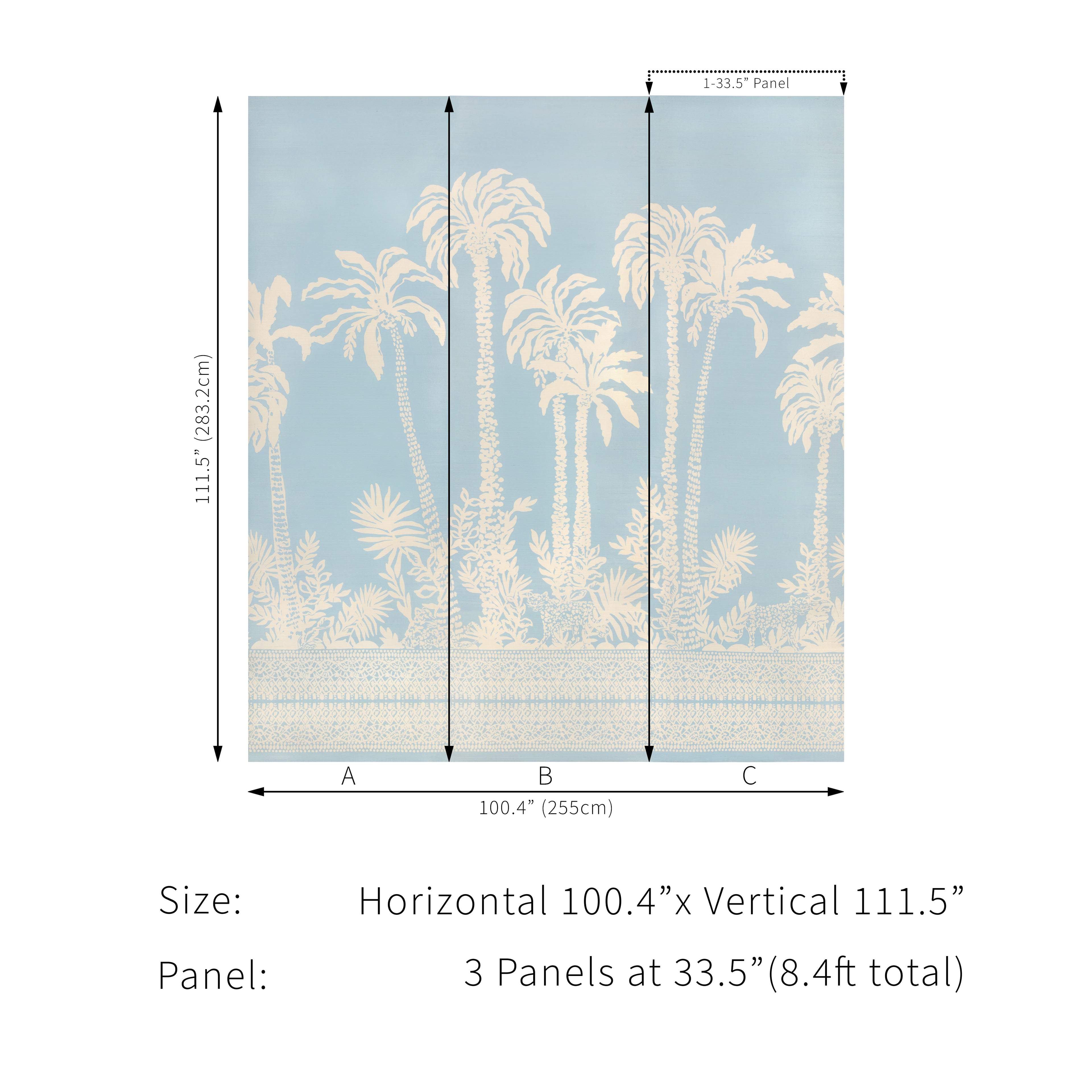 Palms Way 3 Panel Mural in blue color - pattern number P2025115.51.0 - by Lee Jofa in the Lilly Pulitzer III collection