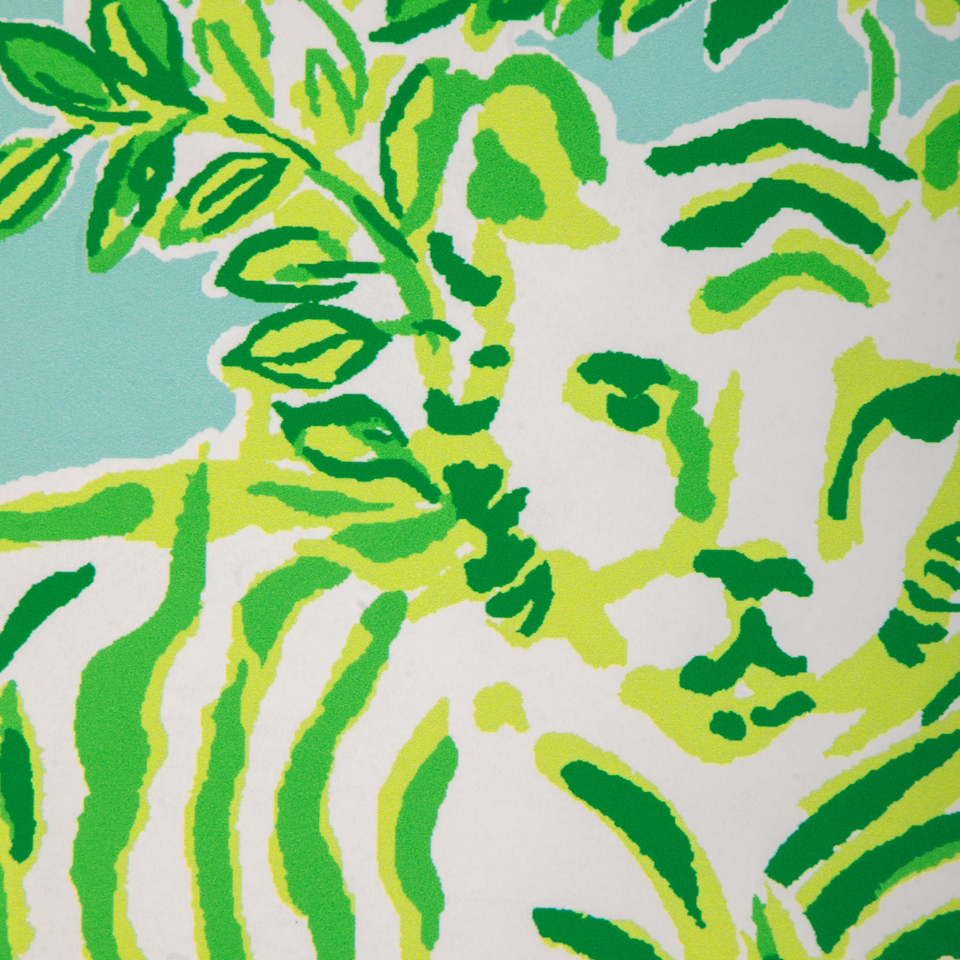 Tiger Queen Wallpaper in aqua color - pattern number P2025118.353.0 - by Lee Jofa in the Lilly Pulitzer III collection